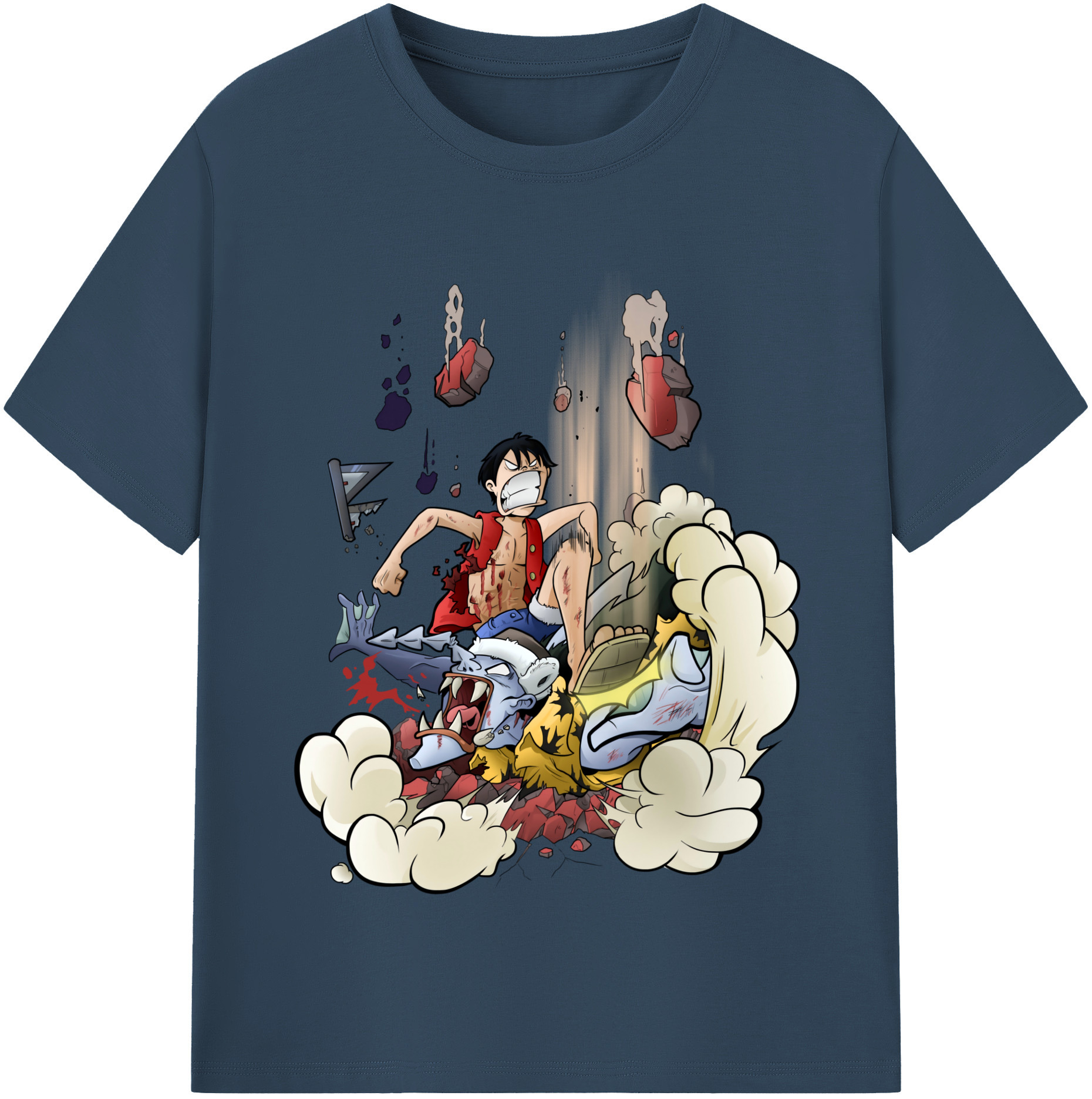 ワンピース モンキー・D・ルフィ ONE PIECE Monkey D. Luffy レディースカジュアルプリントTシャツ（綿100％）