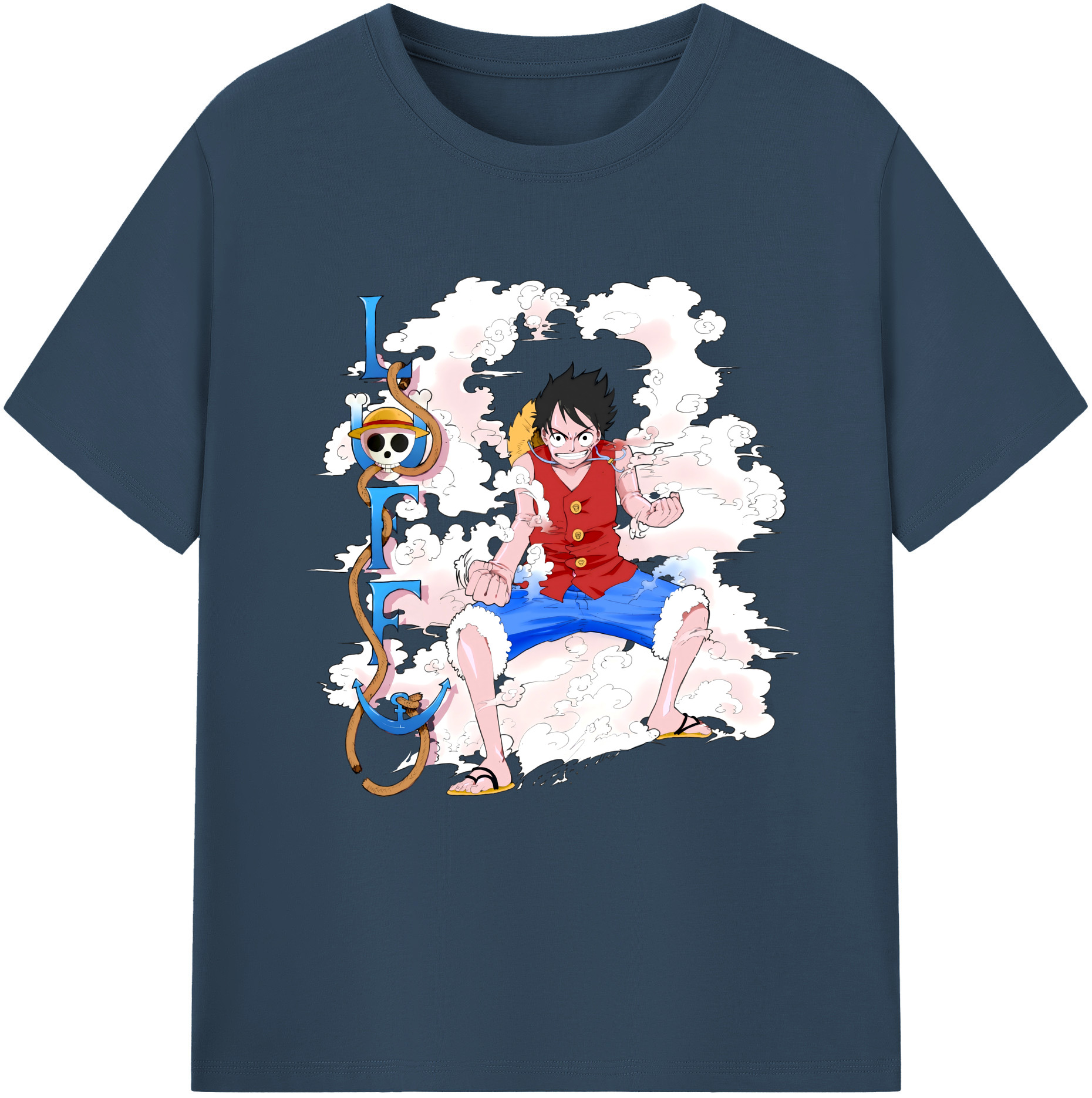 ワンピース モンキー・D・ルフィ ONE PIECE Monkey D. Luffy レディースカジュアルプリントTシャツ（綿100％）