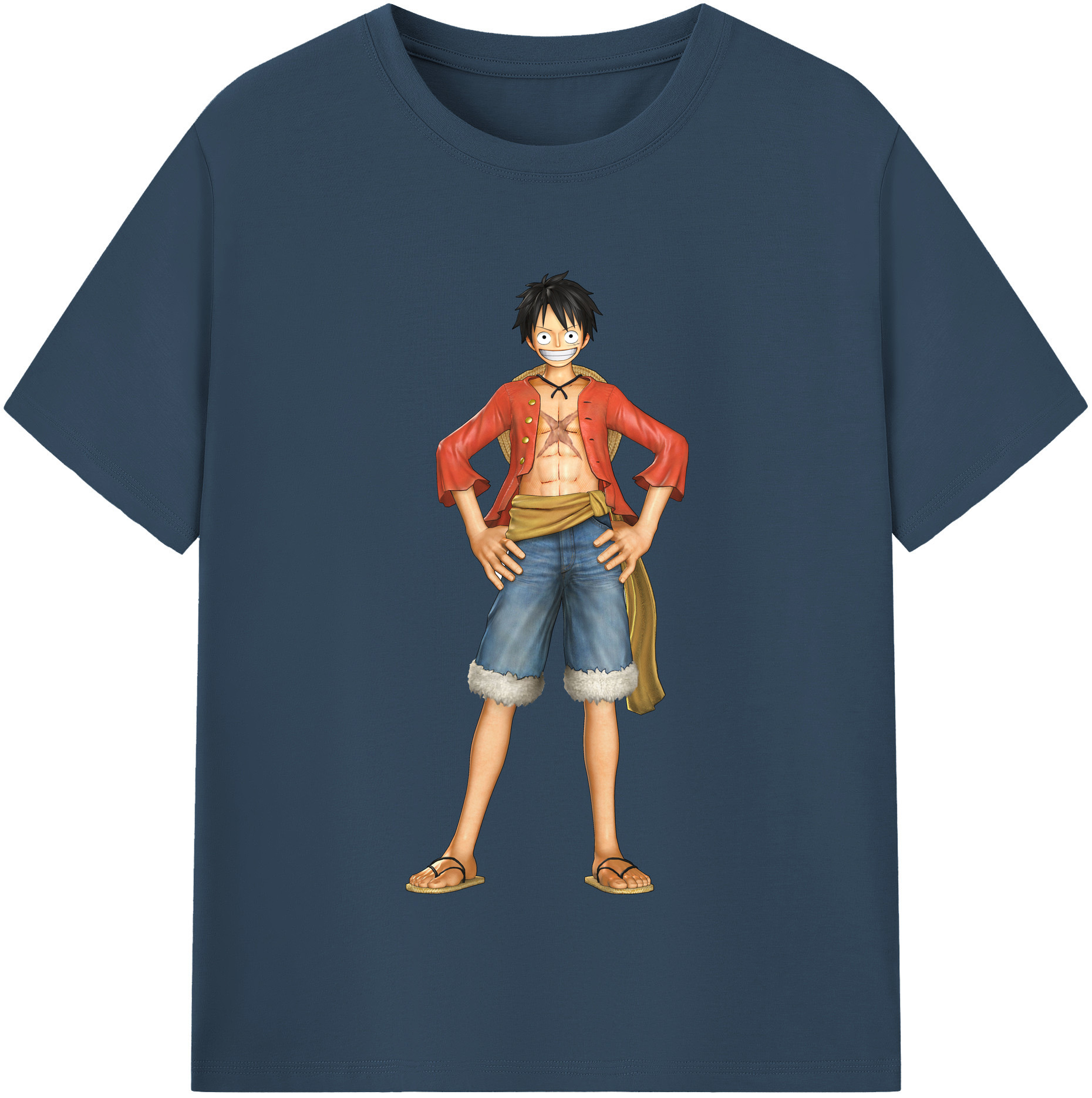 ワンピース モンキー・D・ルフィ ONE PIECE Monkey D. Luffy レディースカジュアルプリントTシャツ（綿100％）