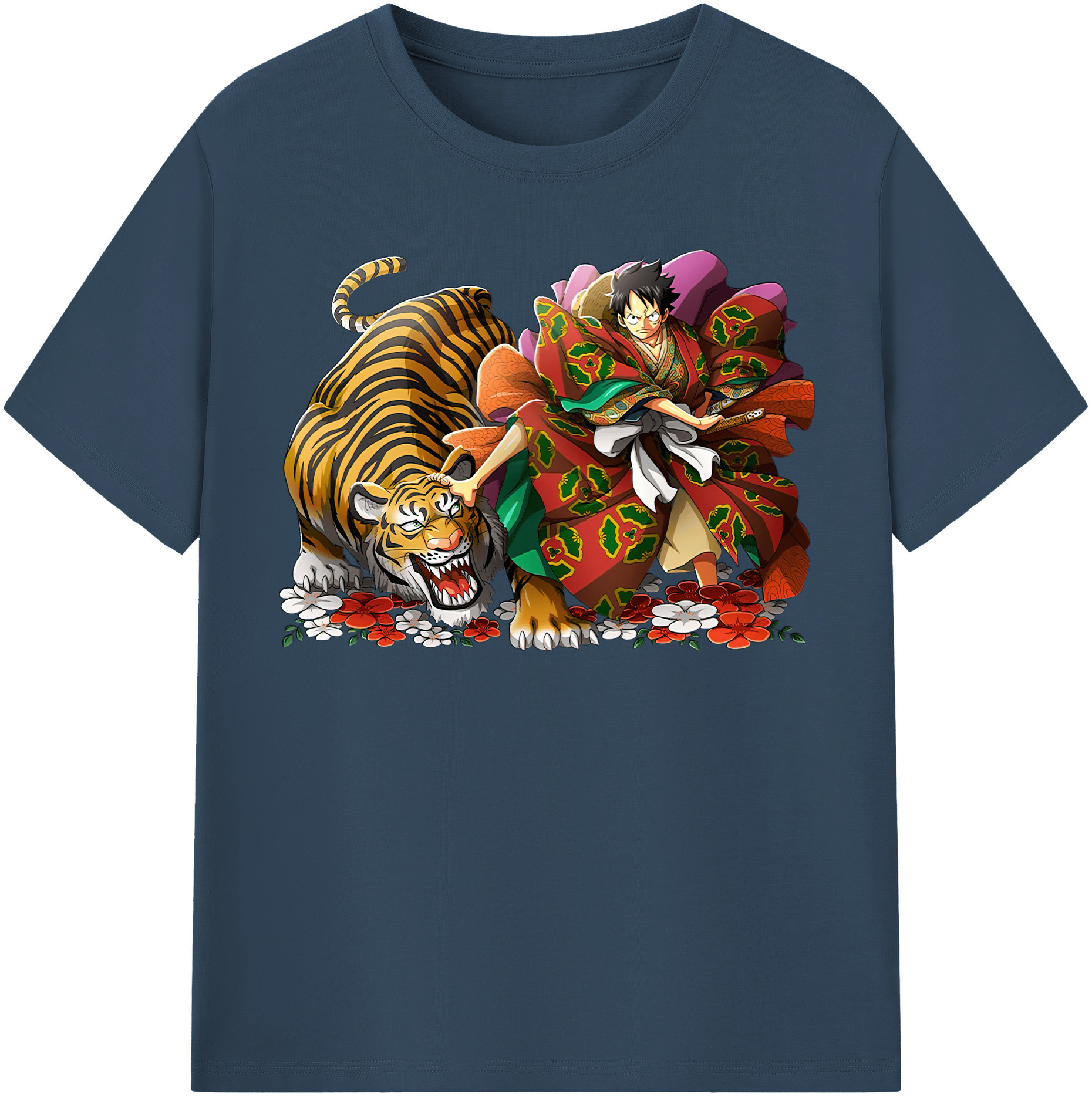 ワンピース モンキー・D・ルフィ ONE PIECE Monkey D. Luffy レディースカジュアルプリントTシャツ（綿100％）