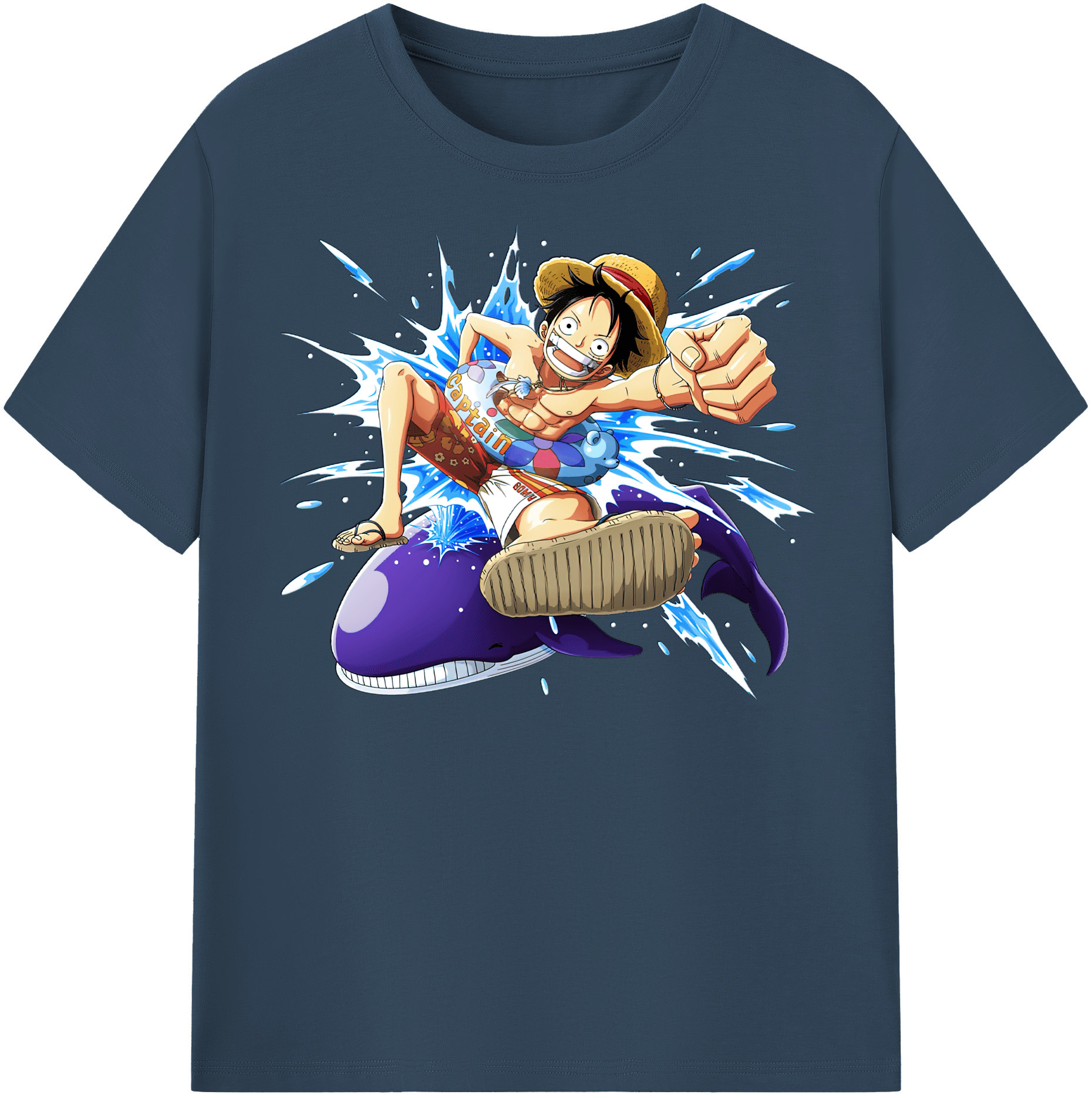 ワンピース モンキー・D・ルフィ ONE PIECE Monkey D. Luffy レディースカジュアルプリントTシャツ（綿100％）