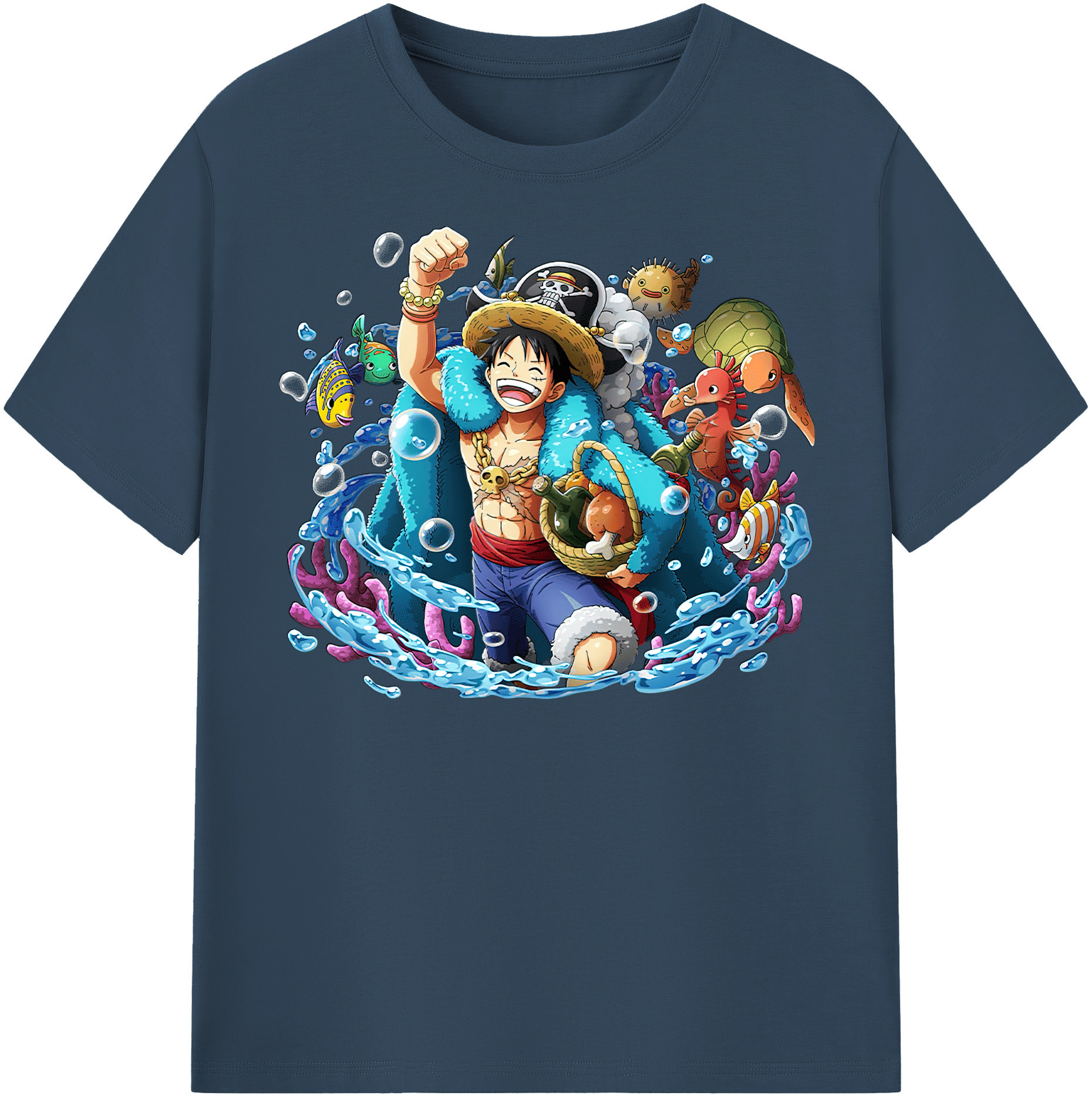 ワンピース モンキー・D・ルフィ ONE PIECE Monkey D. Luffy レディースカジュアルプリントTシャツ（綿100％）