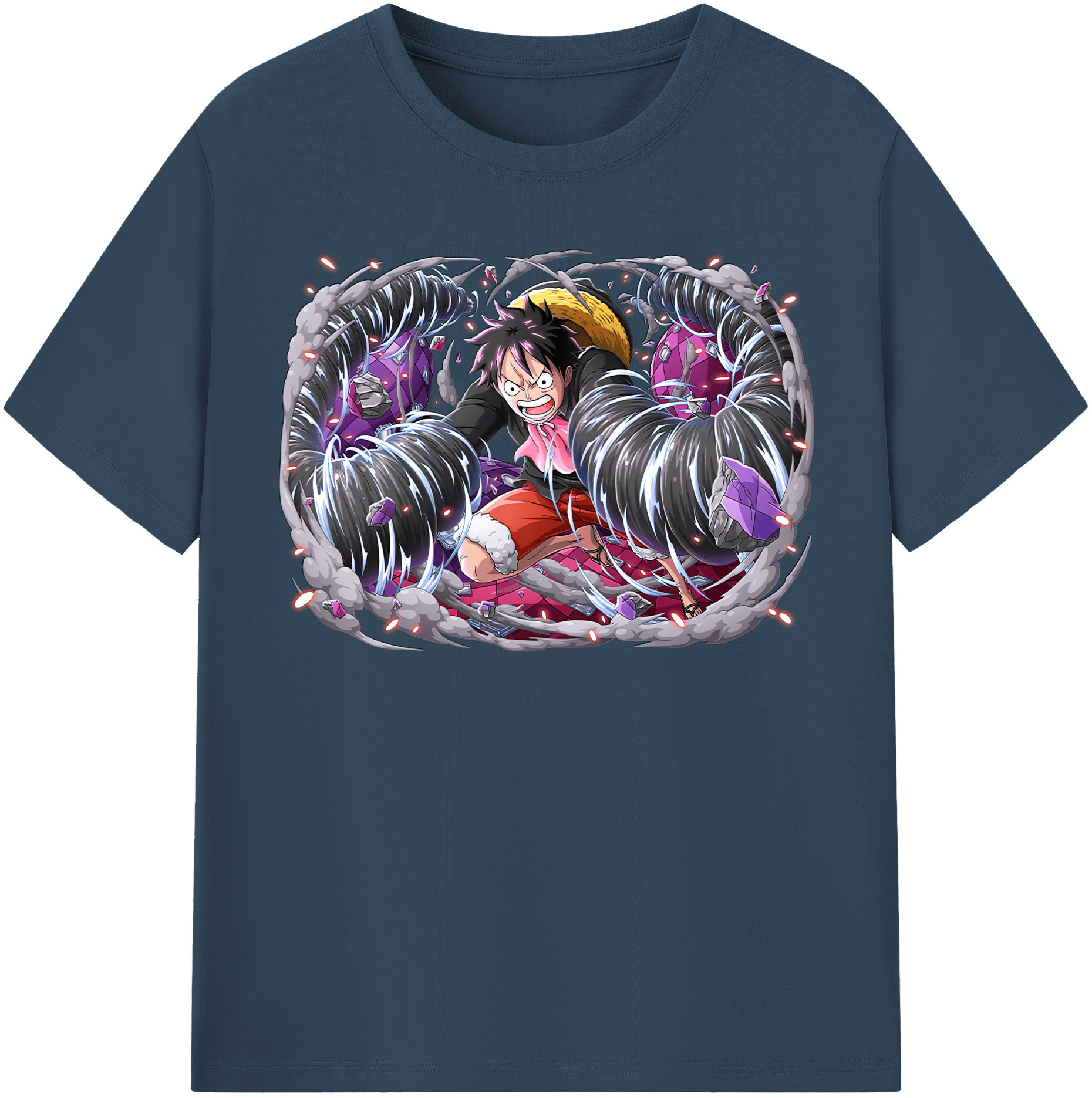ワンピース モンキー・D・ルフィ ONE PIECE Monkey D. Luffy レディースカジュアルプリントTシャツ（綿100％）