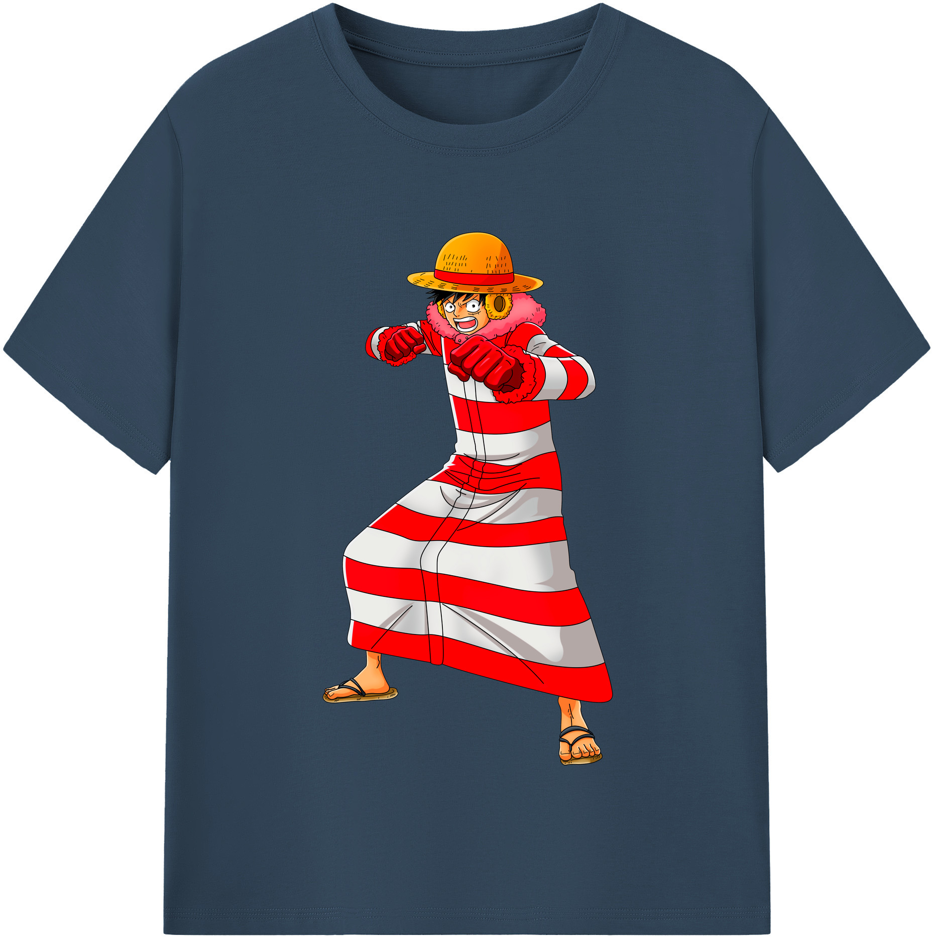 ワンピース モンキー・D・ルフィ ONE PIECE Monkey D. Luffy レディースカジュアルプリントTシャツ（綿100％）