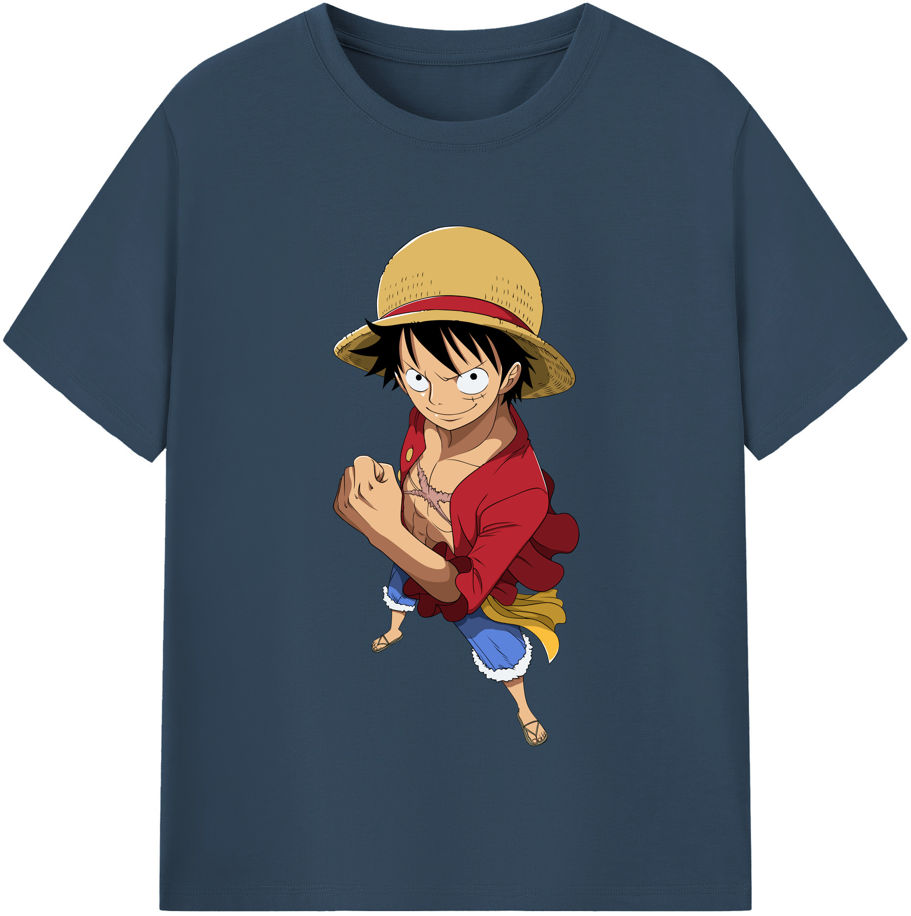 ワンピース モンキー・D・ルフィ ONE PIECE Monkey D. Luffy レディースカジュアルプリントTシャツ（綿100％）