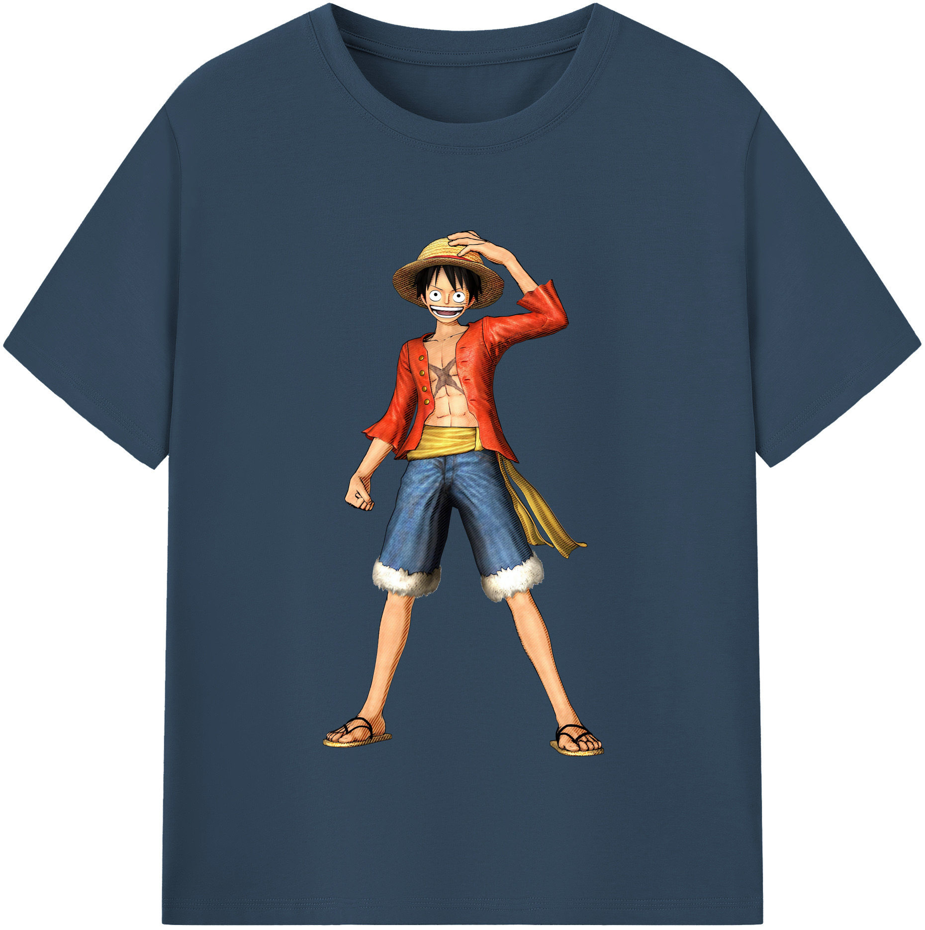 ワンピース モンキー・D・ルフィ ONE PIECE Monkey D. Luffy レディースカジュアルプリントTシャツ（綿100％）
