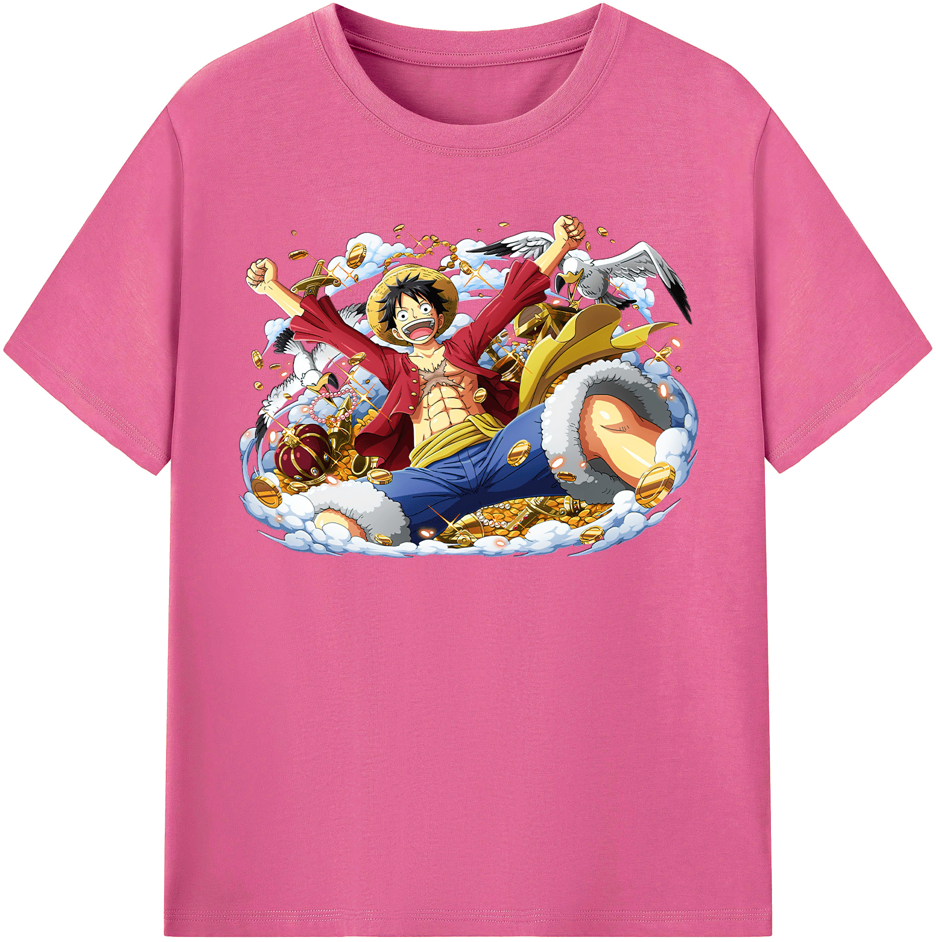ワンピース モンキー・D・ルフィ ONE PIECE Monkey D. Luffy レディースカジュアルプリントTシャツ（綿100％）