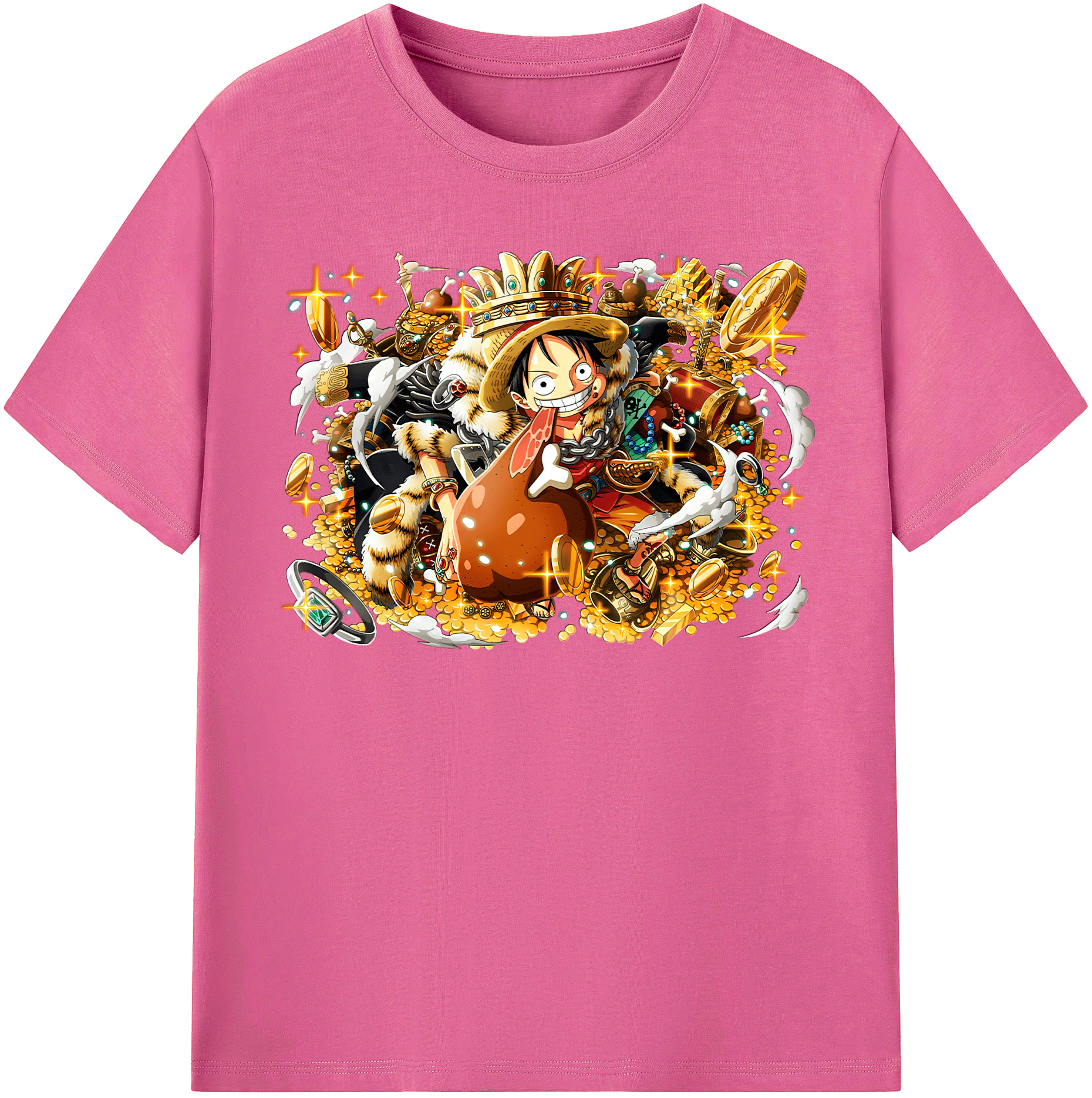 ワンピース モンキー・D・ルフィ ONE PIECE Monkey D. Luffy レディースカジュアルプリントTシャツ（綿100％）