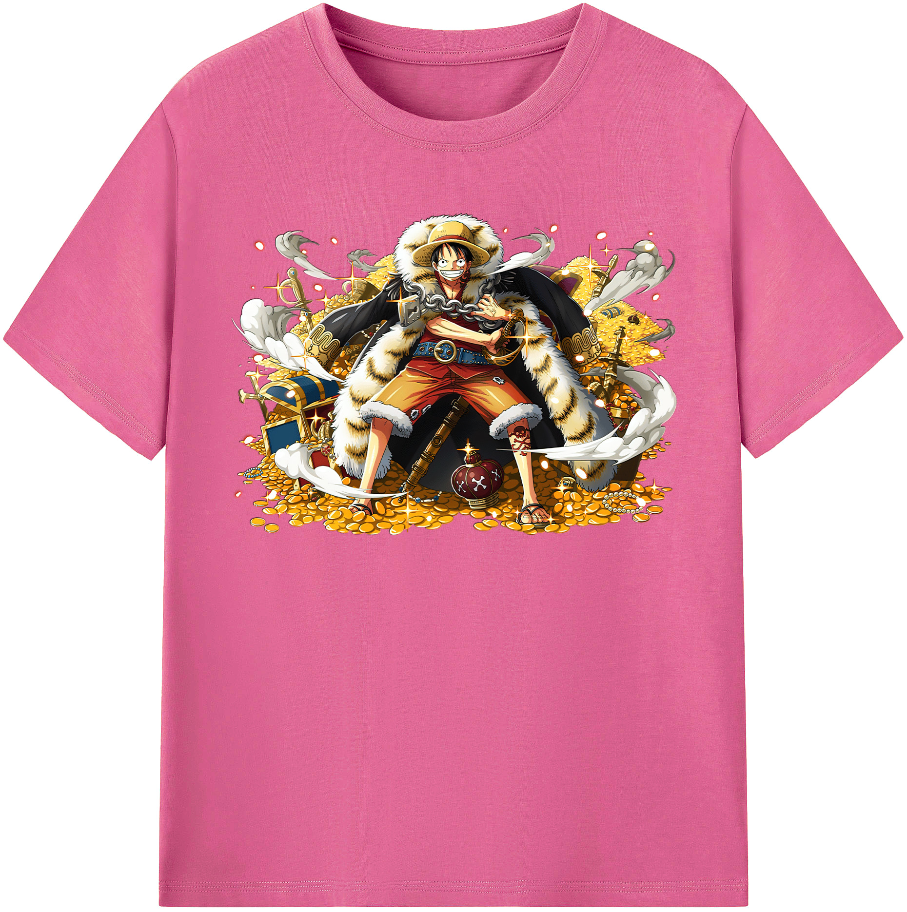 ワンピース モンキー・D・ルフィ ONE PIECE Monkey D. Luffy レディースカジュアルプリントTシャツ（綿100％）
