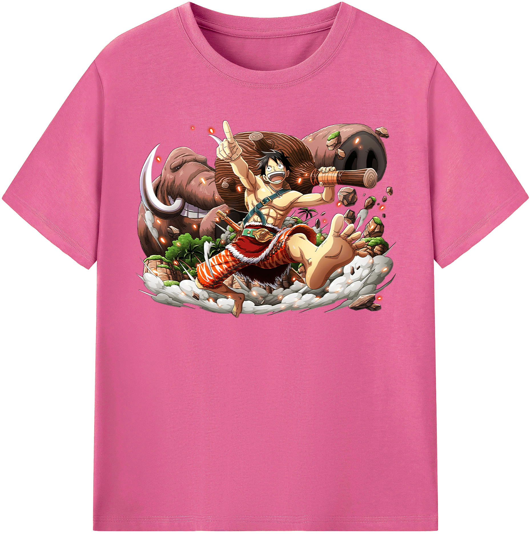 ワンピース モンキー・D・ルフィ ONE PIECE Monkey D. Luffy レディースカジュアルプリントTシャツ（綿100％）