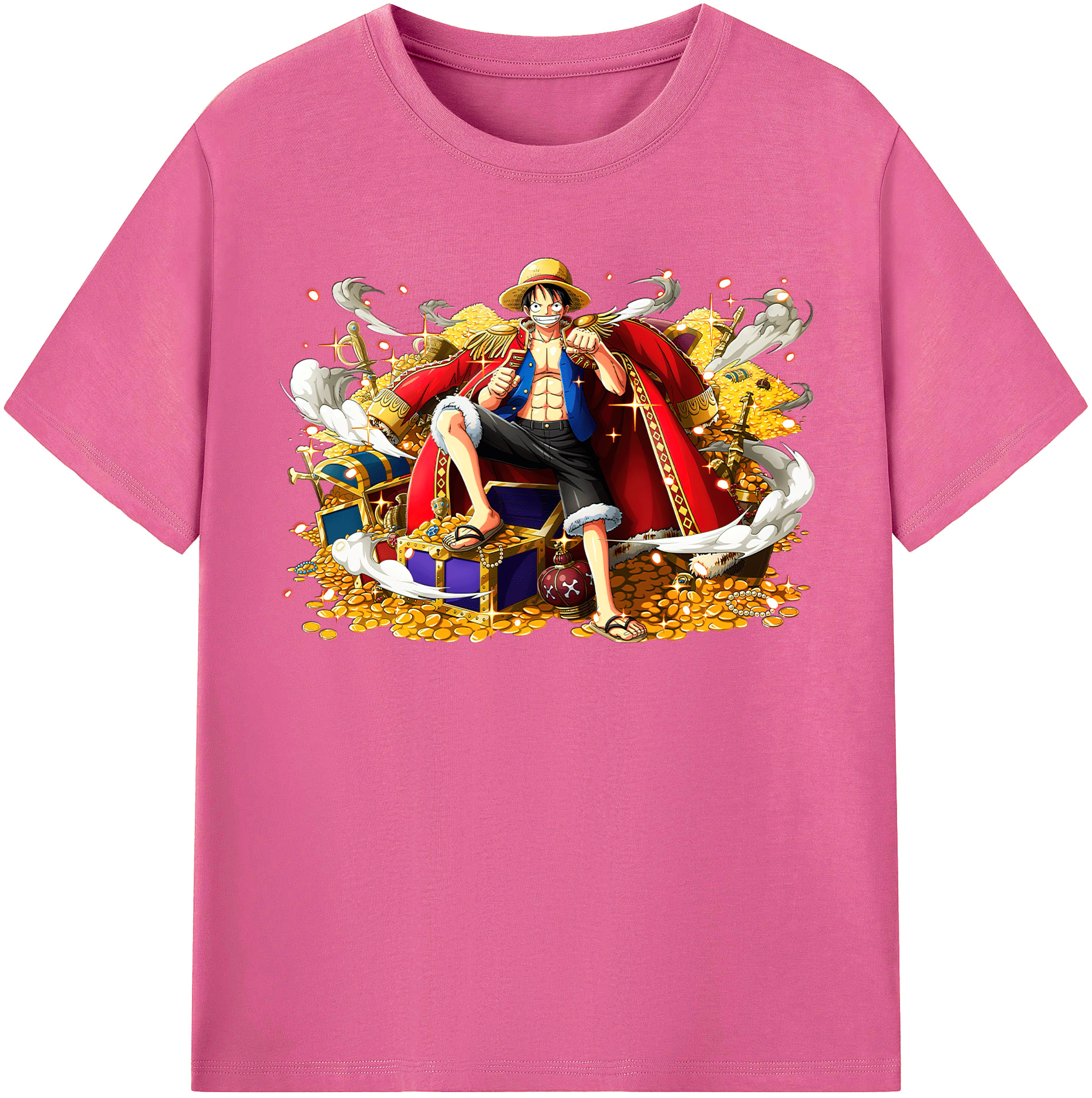 ワンピース モンキー・D・ルフィ ONE PIECE Monkey D. Luffy レディースカジュアルプリントTシャツ（綿100％）