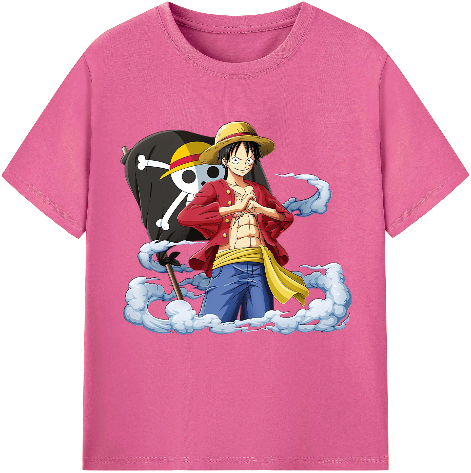 ワンピース モンキー・D・ルフィ ONE PIECE Monkey D. Luffy レディースカジュアルプリントTシャツ（綿100％）