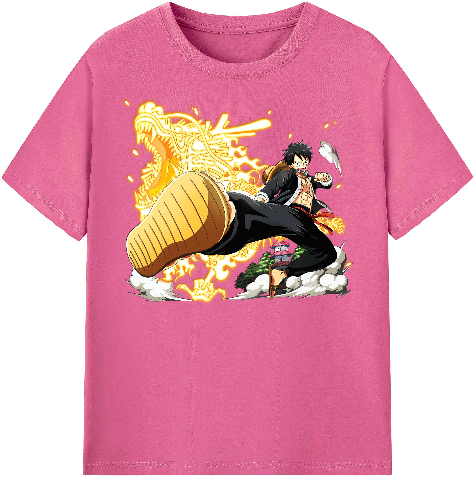 ワンピース モンキー・D・ルフィ ONE PIECE Monkey D. Luffy レディースカジュアルプリントTシャツ（綿100％）