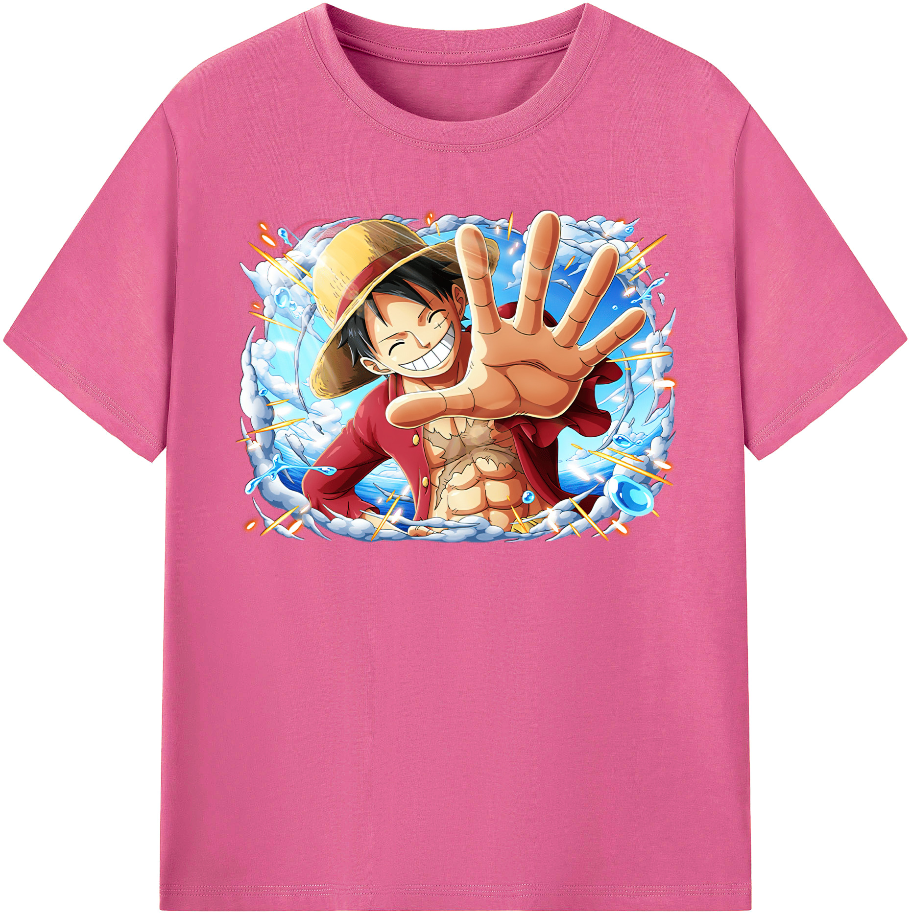 ワンピース モンキー・D・ルフィ ONE PIECE Monkey D. Luffy レディースカジュアルプリントTシャツ（綿100％）
