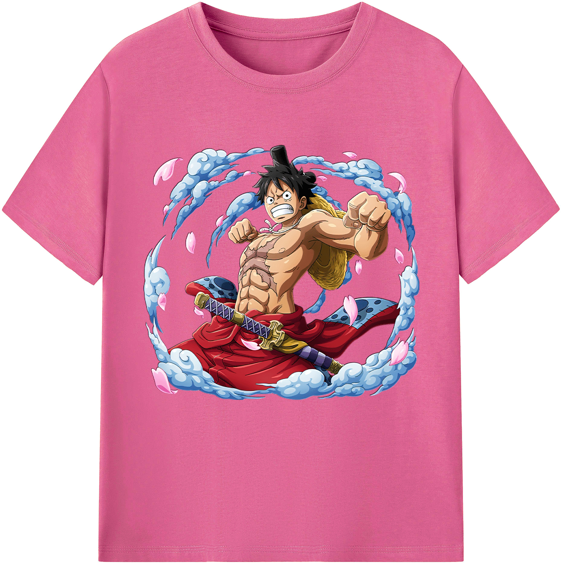 ワンピース モンキー・D・ルフィ ONE PIECE Monkey D. Luffy レディースカジュアルプリントTシャツ（綿100％）