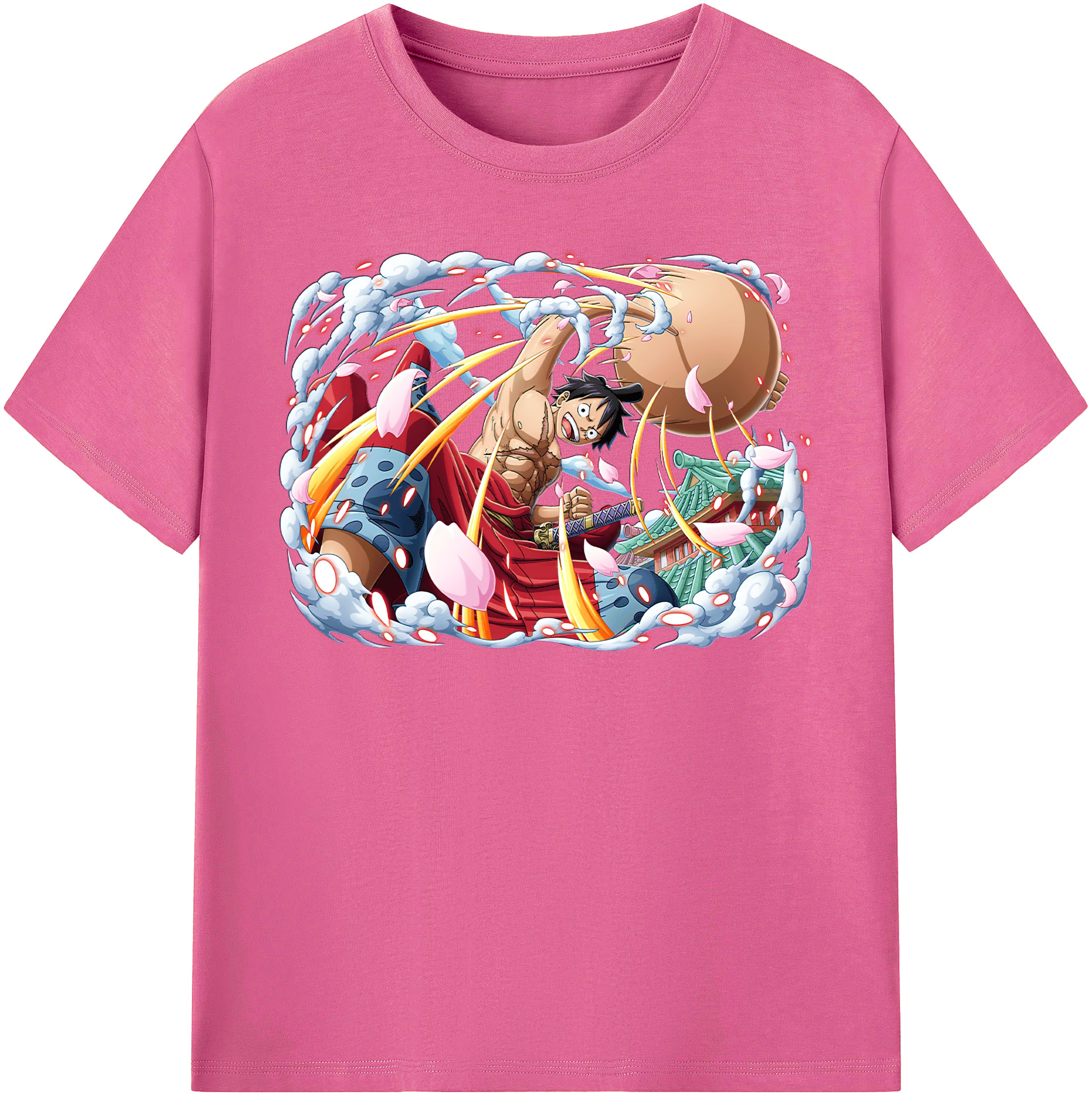 ワンピース モンキー・D・ルフィ ONE PIECE Monkey D. Luffy レディースカジュアルプリントTシャツ（綿100％）