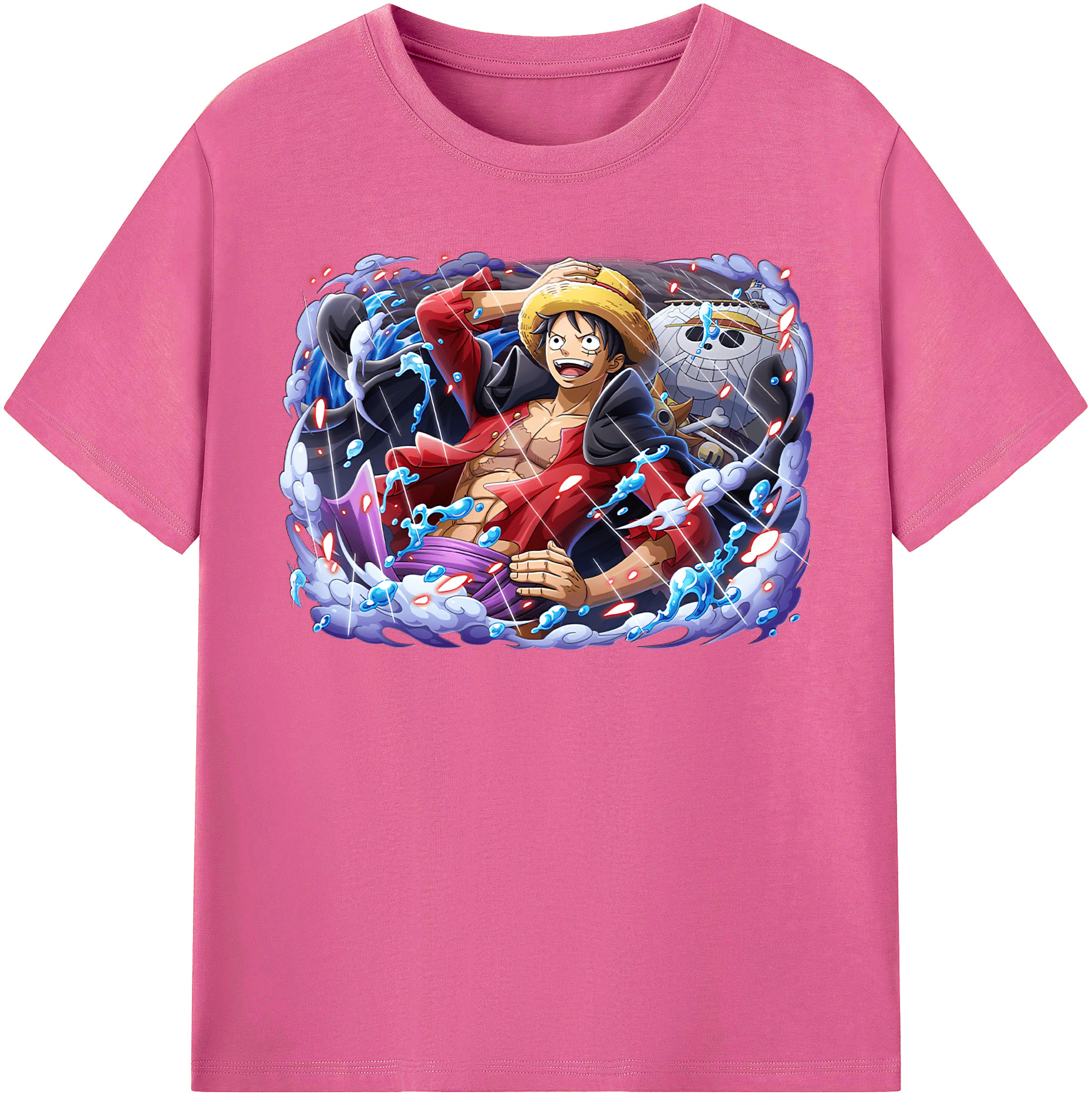 ワンピース モンキー・D・ルフィ ONE PIECE Monkey D. Luffy レディースカジュアルプリントTシャツ（綿100％）