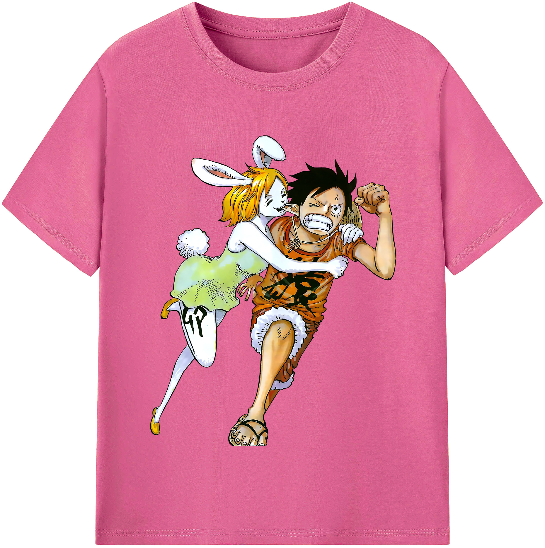 ワンピース モンキー・D・ルフィ ONE PIECE Monkey D. Luffy レディースカジュアルプリントTシャツ（綿100％）