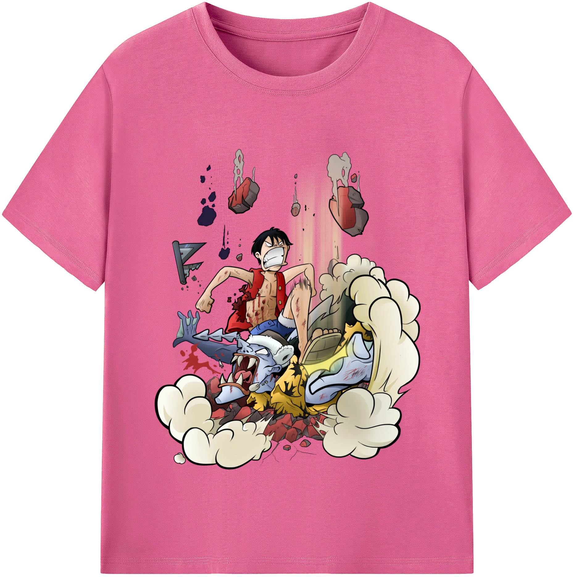 ワンピース モンキー・D・ルフィ ONE PIECE Monkey D. Luffy レディースカジュアルプリントTシャツ（綿100％）