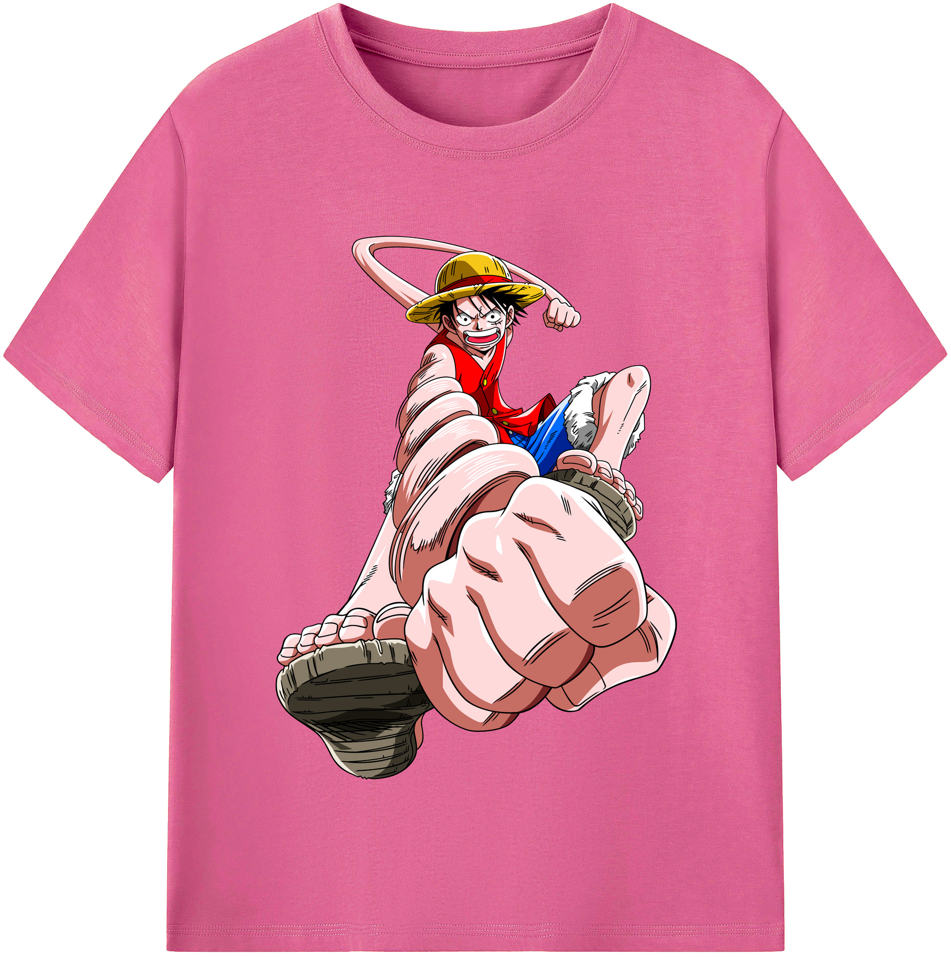 ワンピース モンキー・D・ルフィ ONE PIECE Monkey D. Luffy レディースカジュアルプリントTシャツ（綿100％）
