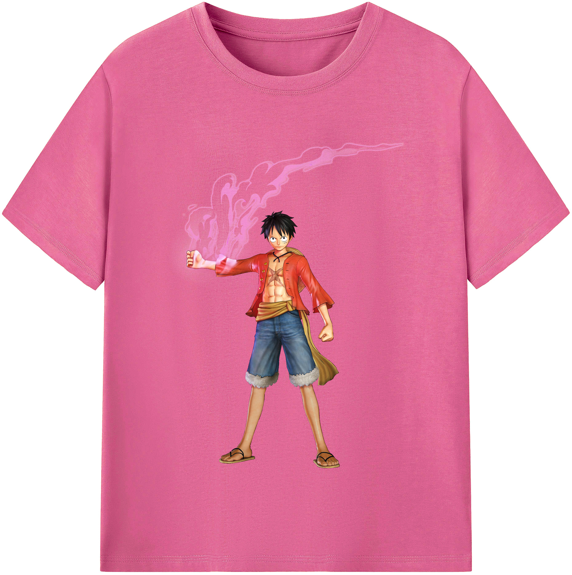 ワンピース モンキー・D・ルフィ ONE PIECE Monkey D. Luffy レディースカジュアルプリントTシャツ（綿100％）