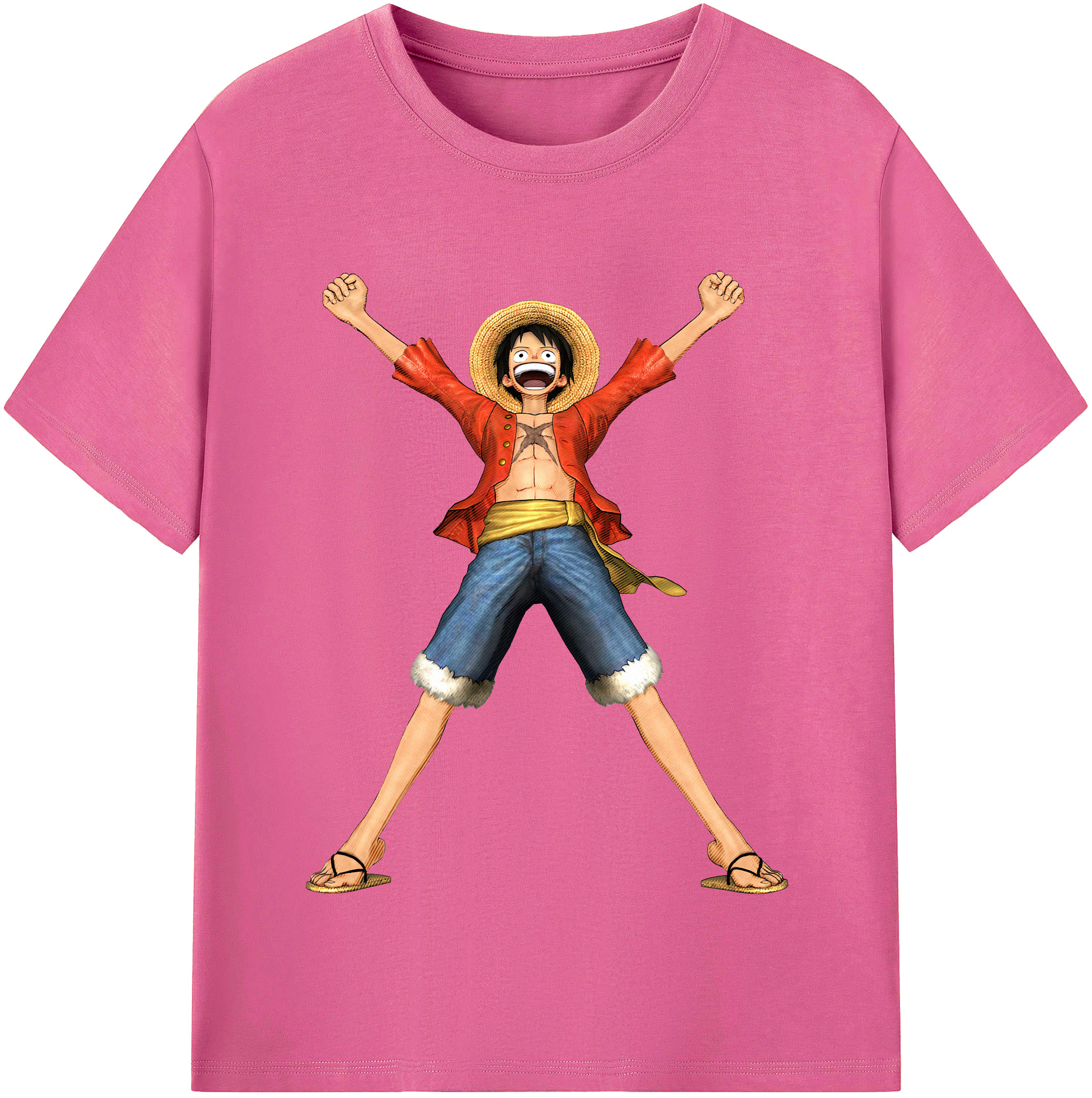 ワンピース モンキー・D・ルフィ ONE PIECE Monkey D. Luffy レディースカジュアルプリントTシャツ（綿100％）