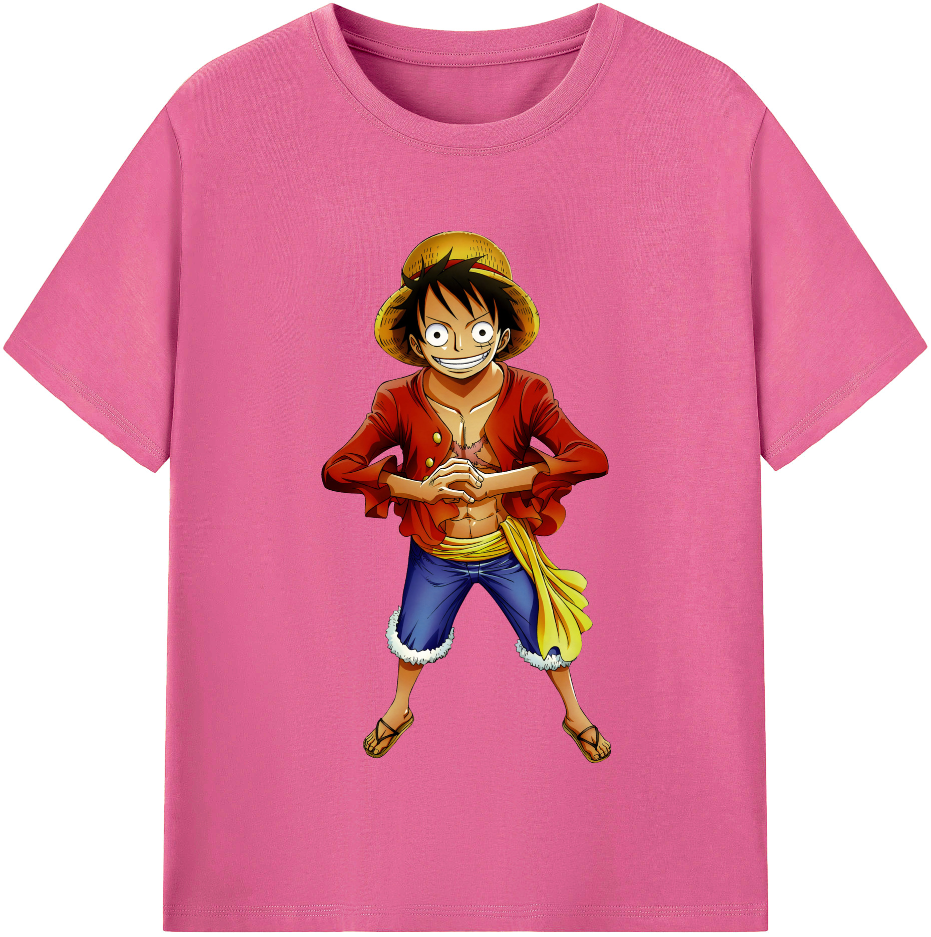 ワンピース モンキー・D・ルフィ ONE PIECE Monkey D. Luffy レディースカジュアルプリントTシャツ（綿100％）