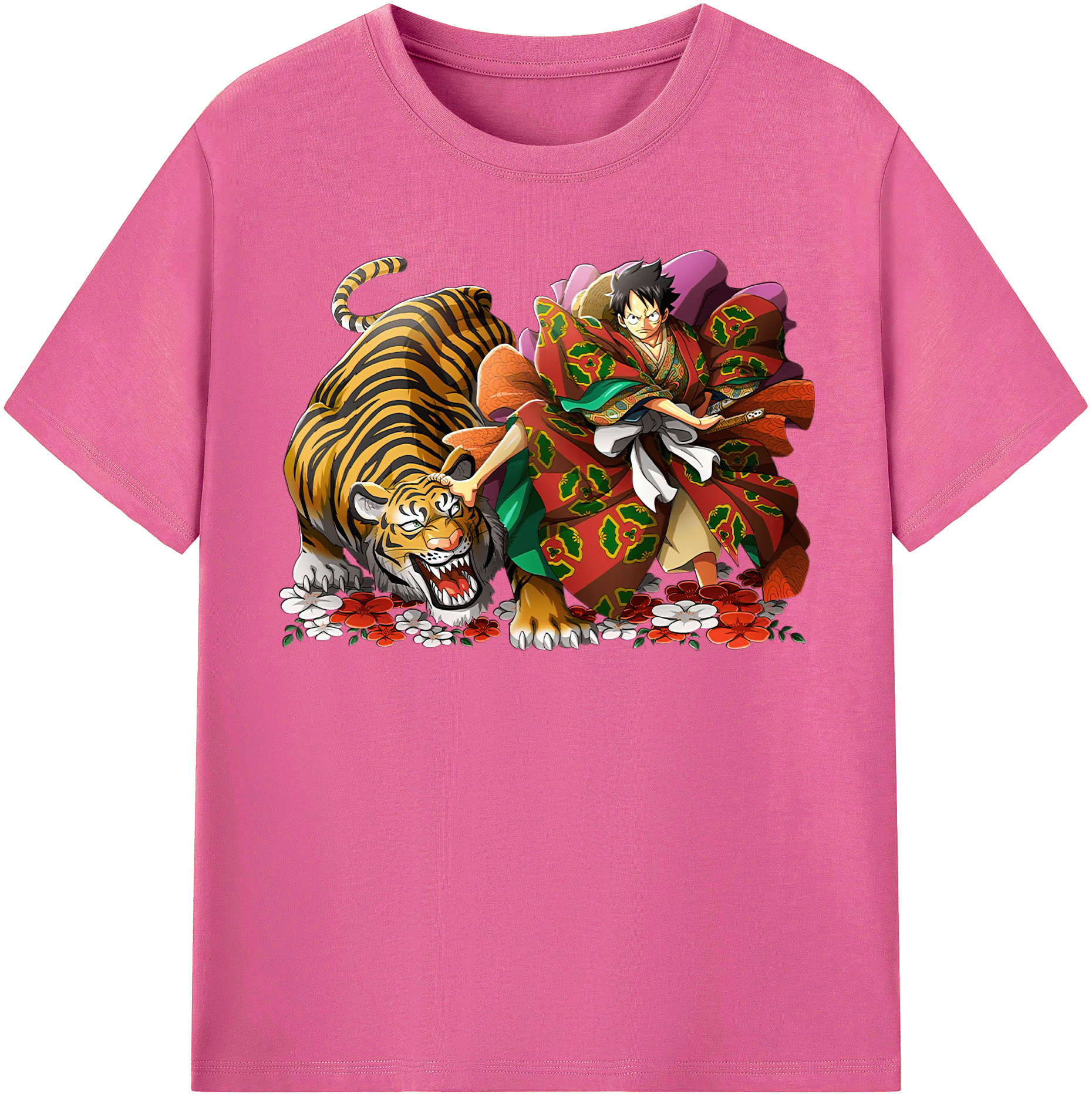 ワンピース モンキー・D・ルフィ ONE PIECE Monkey D. Luffy レディースカジュアルプリントTシャツ（綿100％）