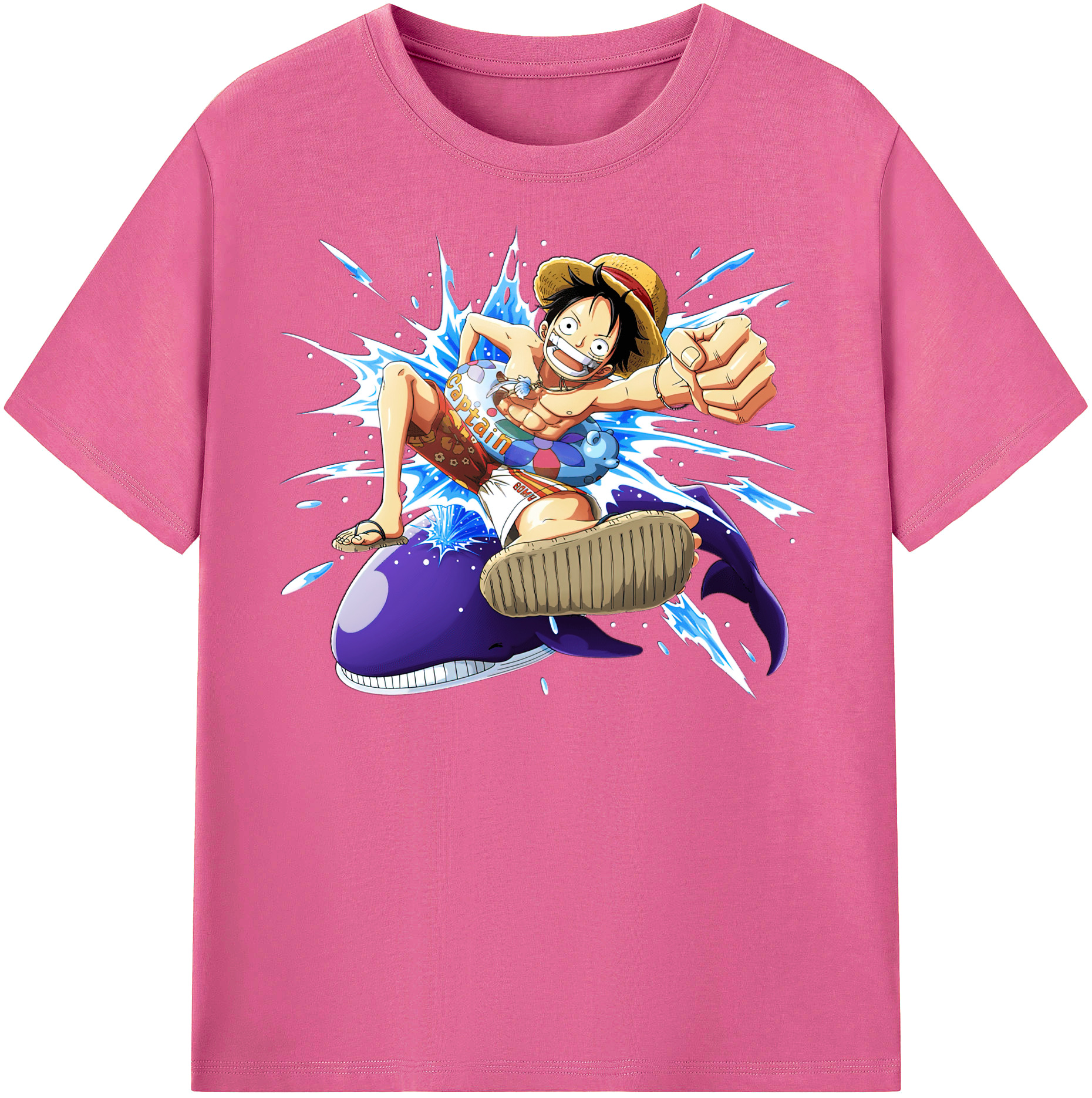 ワンピース モンキー・D・ルフィ ONE PIECE Monkey D. Luffy レディースカジュアルプリントTシャツ（綿100％）