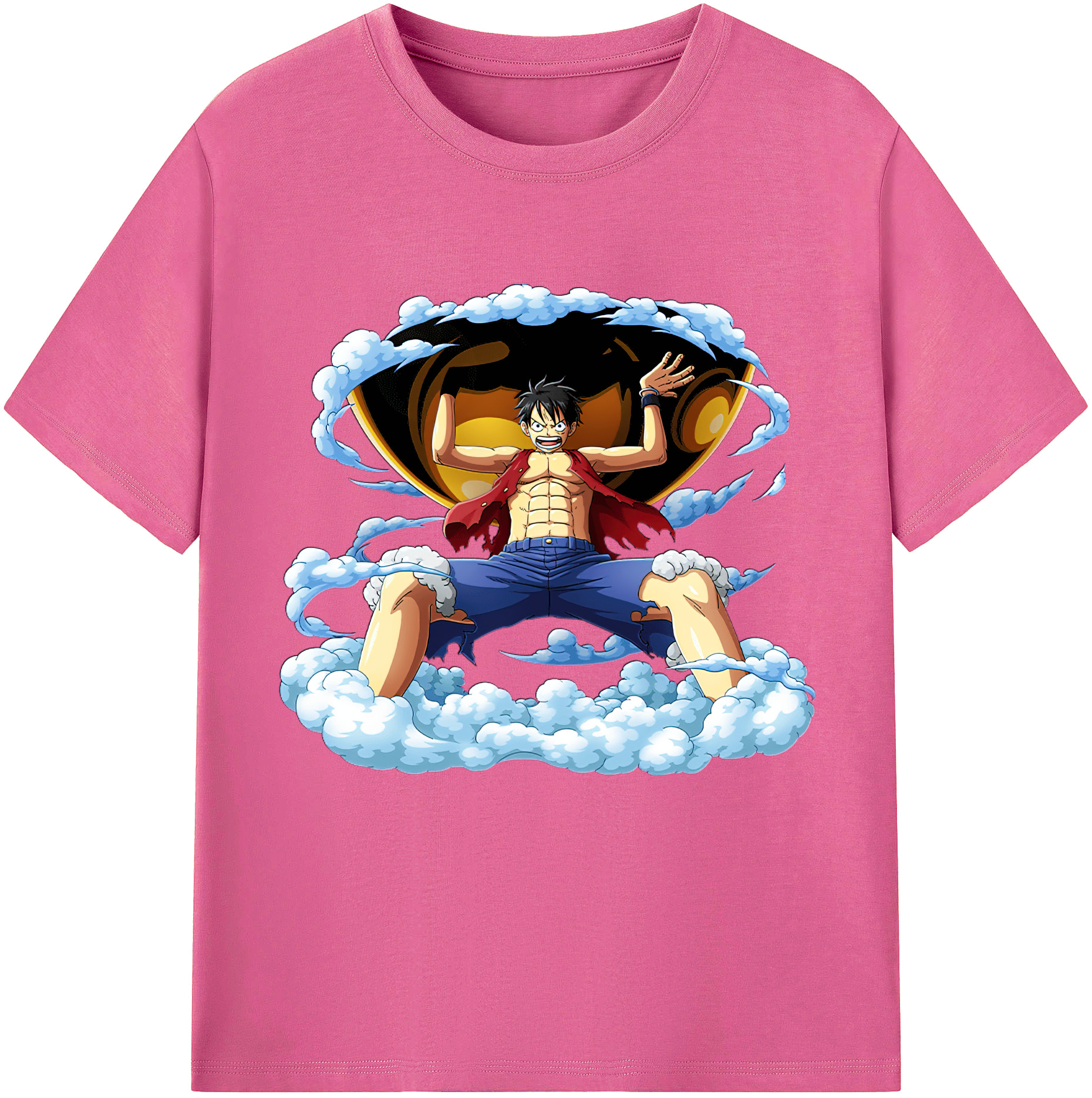 ワンピース モンキー・D・ルフィ ONE PIECE Monkey D. Luffy レディースカジュアルプリントTシャツ（綿100％）