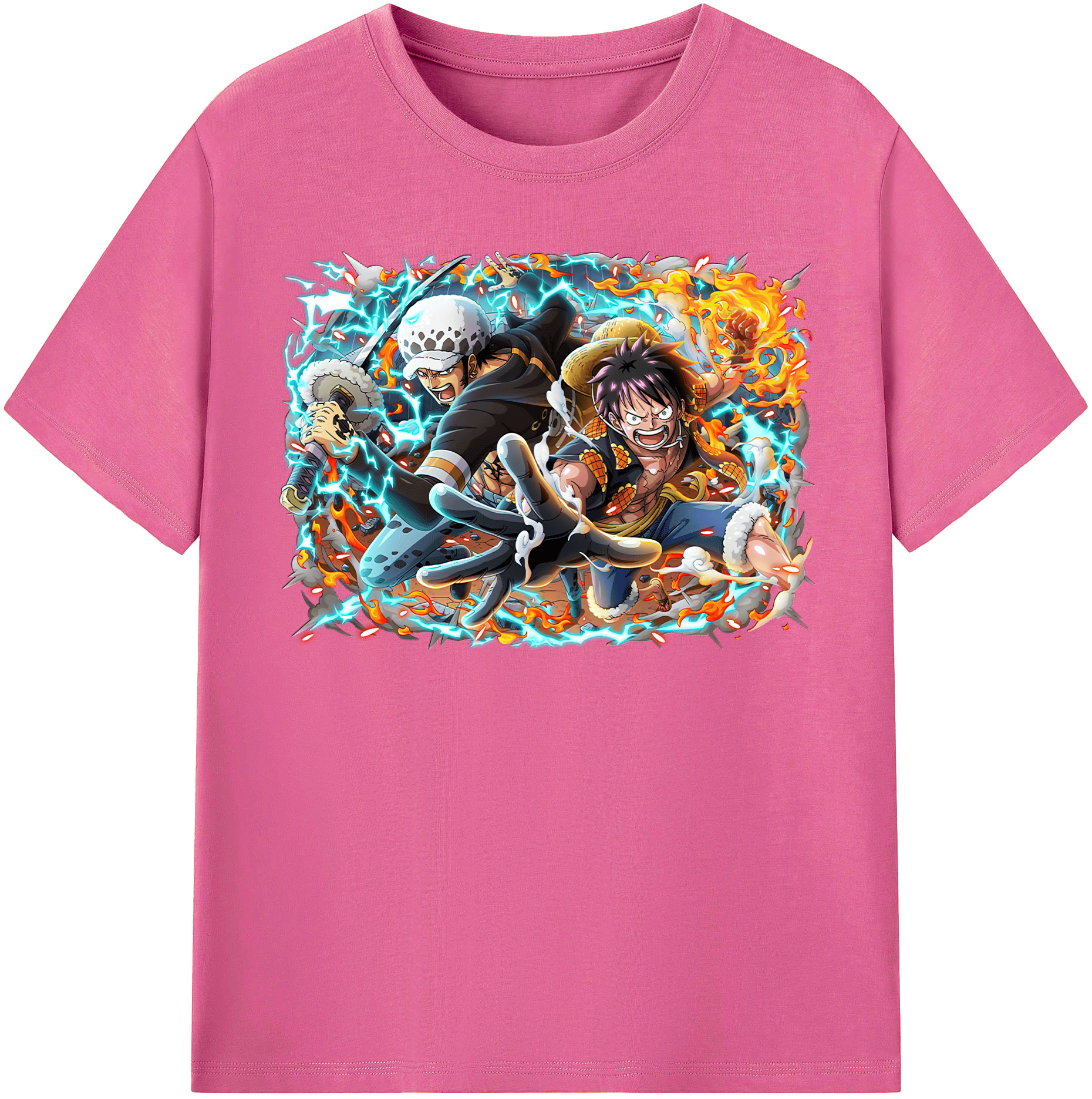 ワンピース モンキー・D・ルフィ ONE PIECE Monkey D. Luffy レディースカジュアルプリントTシャツ（綿100％）