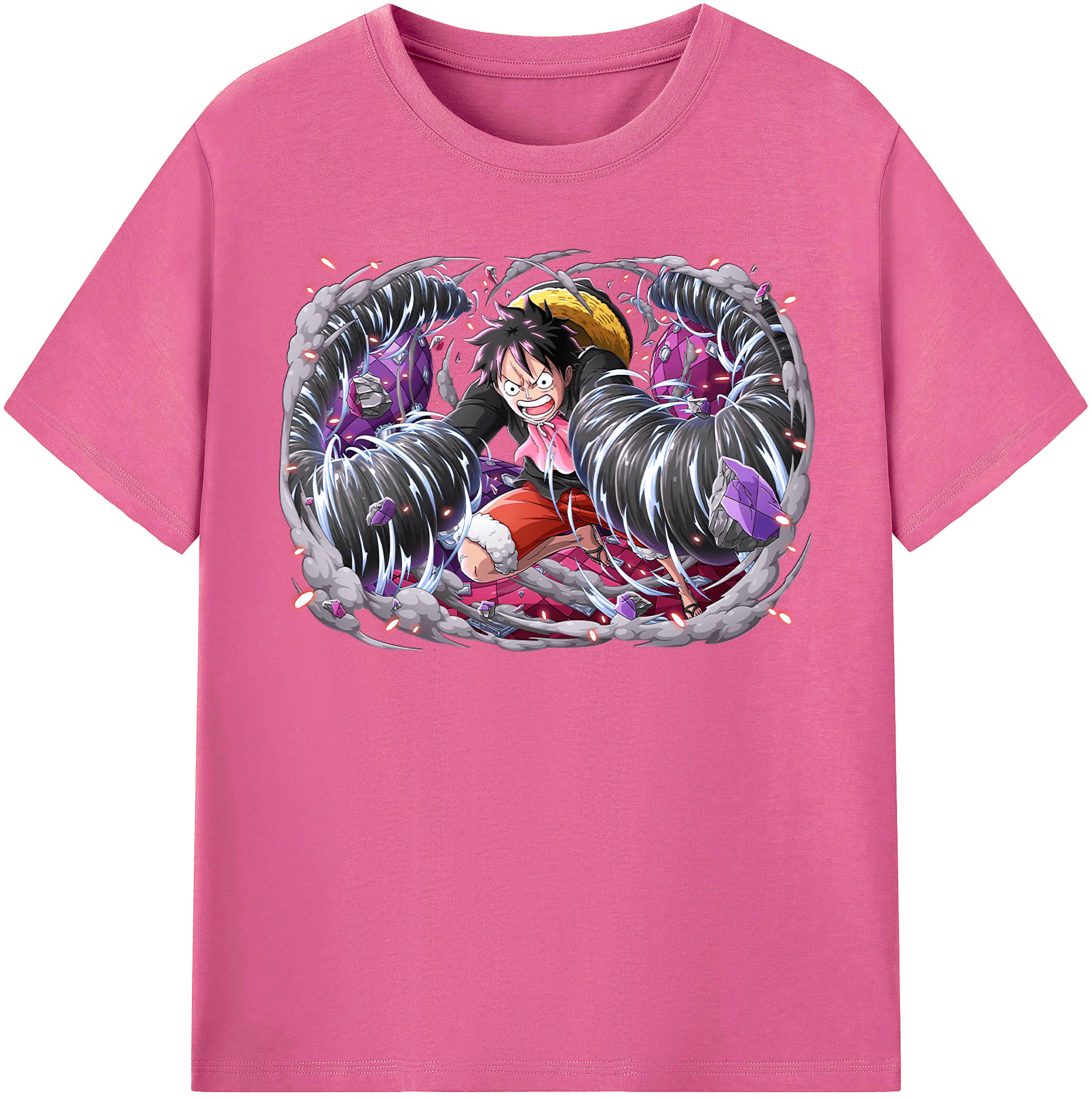 ワンピース モンキー・D・ルフィ ONE PIECE Monkey D. Luffy レディースカジュアルプリントTシャツ（綿100％）