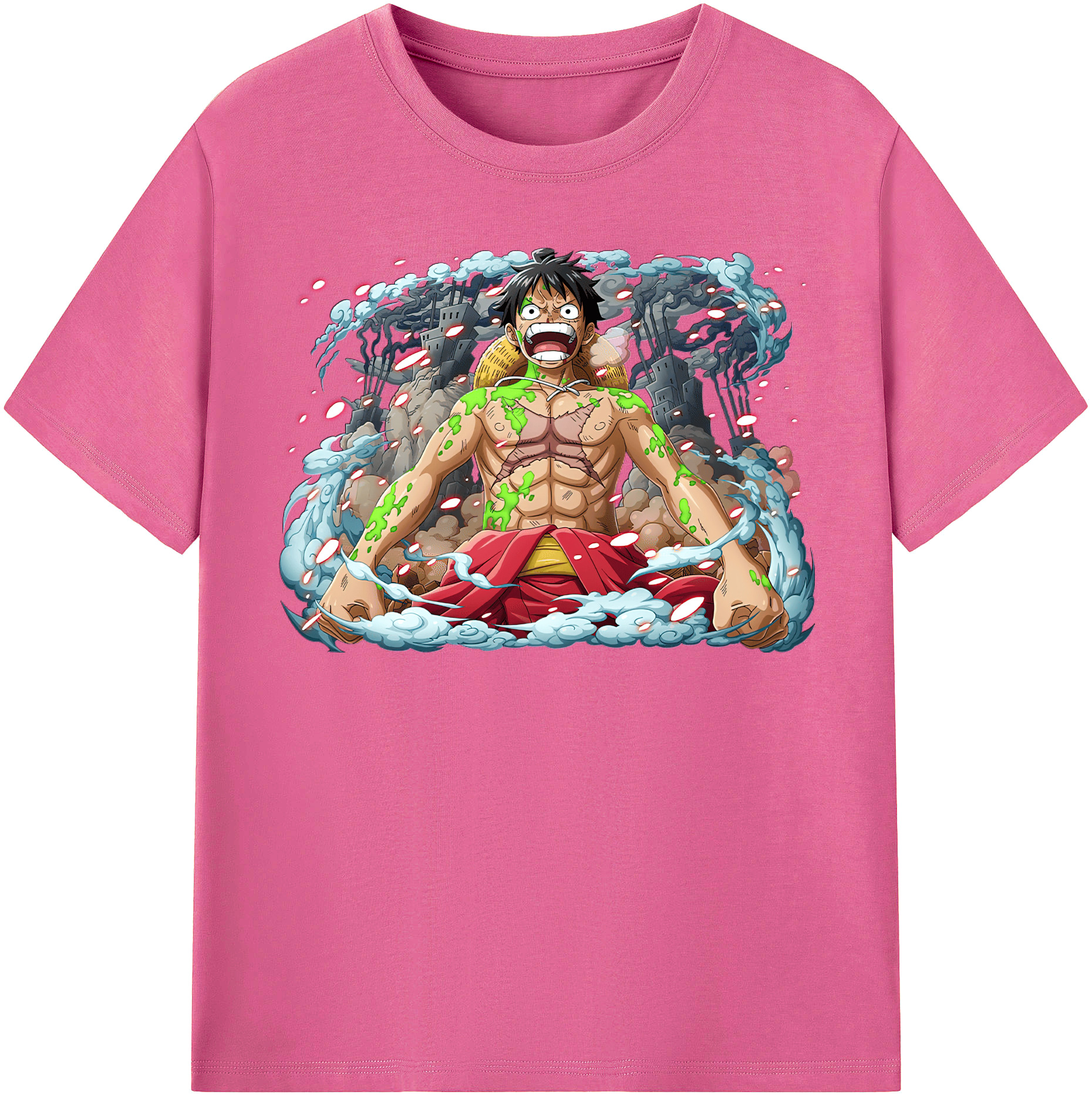 ワンピース モンキー・D・ルフィ ONE PIECE Monkey D. Luffy レディースカジュアルプリントTシャツ（綿100％）