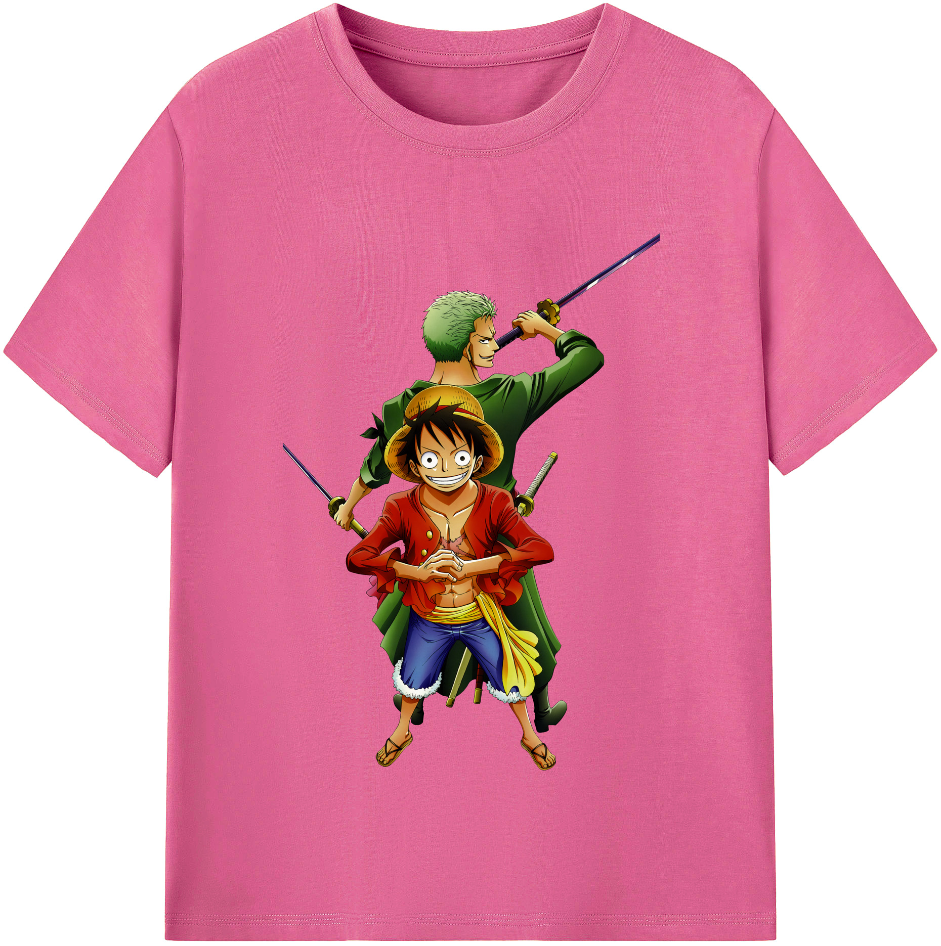 ワンピース モンキー・D・ルフィ ONE PIECE Monkey D. Luffy レディースカジュアルプリントTシャツ（綿100％）