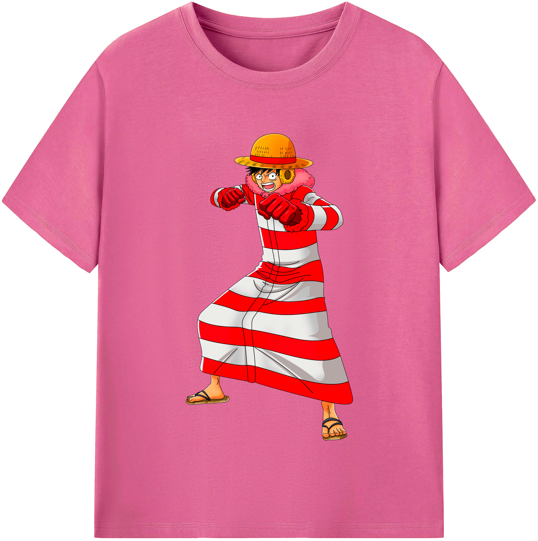 ワンピース モンキー・D・ルフィ ONE PIECE Monkey D. Luffy レディースカジュアルプリントTシャツ（綿100％）