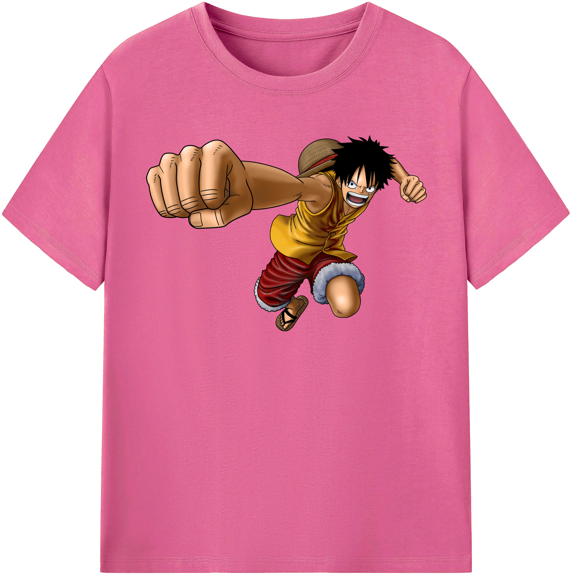 ワンピース モンキー・D・ルフィ ONE PIECE Monkey D. Luffy レディースカジュアルプリントTシャツ（綿100％）