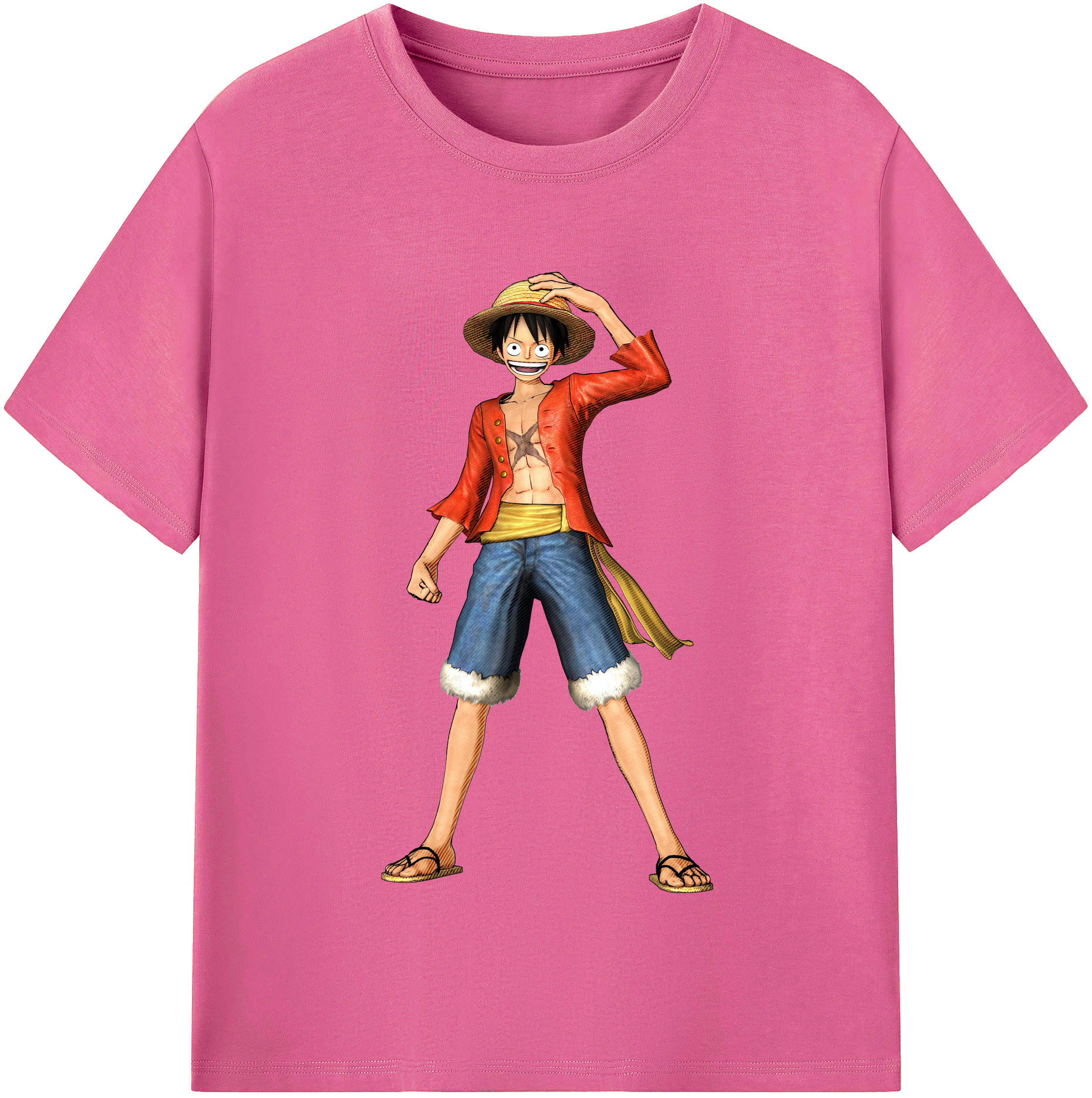 ワンピース モンキー・D・ルフィ ONE PIECE Monkey D. Luffy レディースカジュアルプリントTシャツ（綿100％）