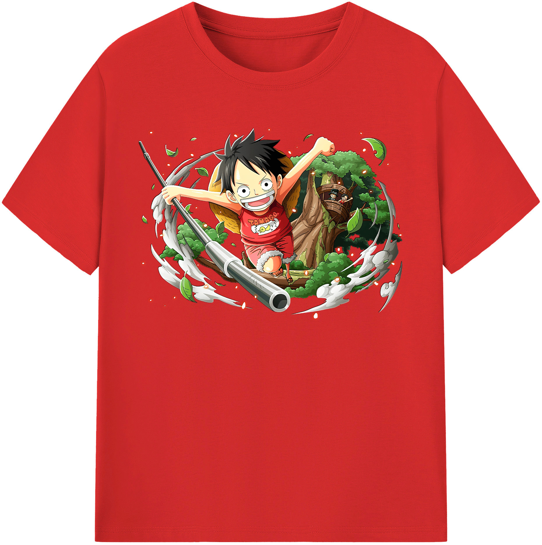 ワンピース モンキー・D・ルフィ ONE PIECE Monkey D. Luffy レディースカジュアルプリントTシャツ（綿100％）