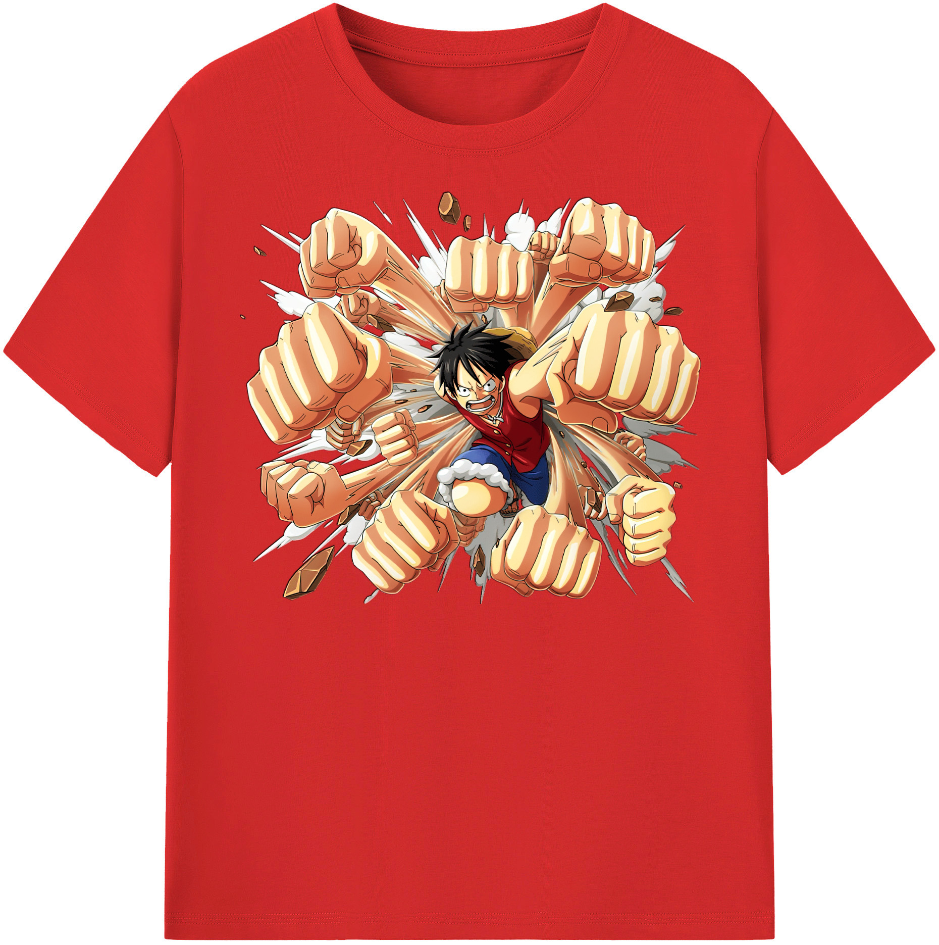 ワンピース モンキー・D・ルフィ ONE PIECE Monkey D. Luffy レディースカジュアルプリントTシャツ（綿100％）