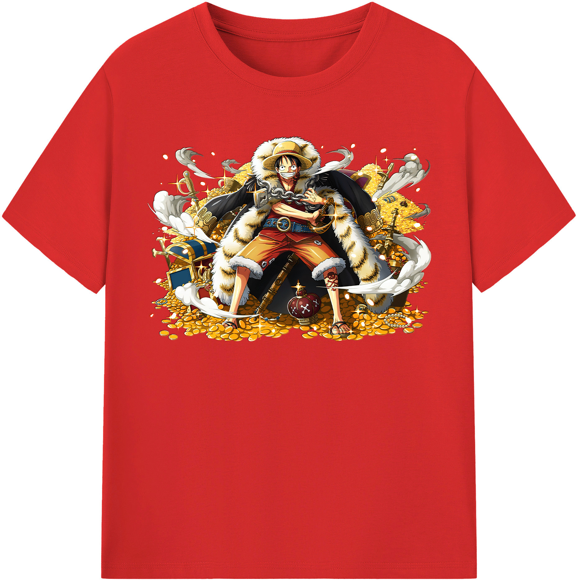 ワンピース モンキー・D・ルフィ ONE PIECE Monkey D. Luffy レディースカジュアルプリントTシャツ（綿100％）