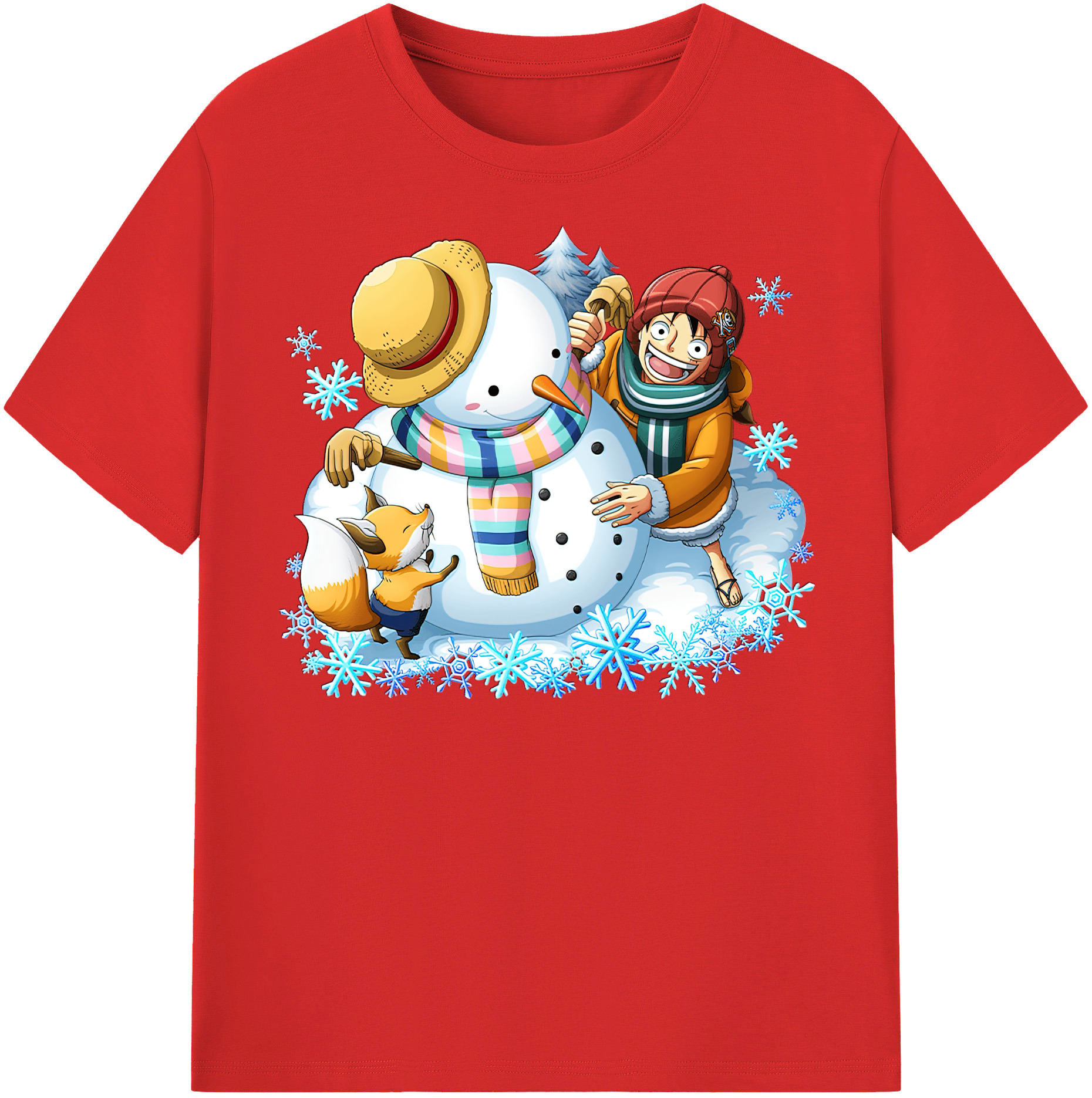 ワンピース モンキー・D・ルフィ ONE PIECE Monkey D. Luffy レディースカジュアルプリントTシャツ（綿100％）