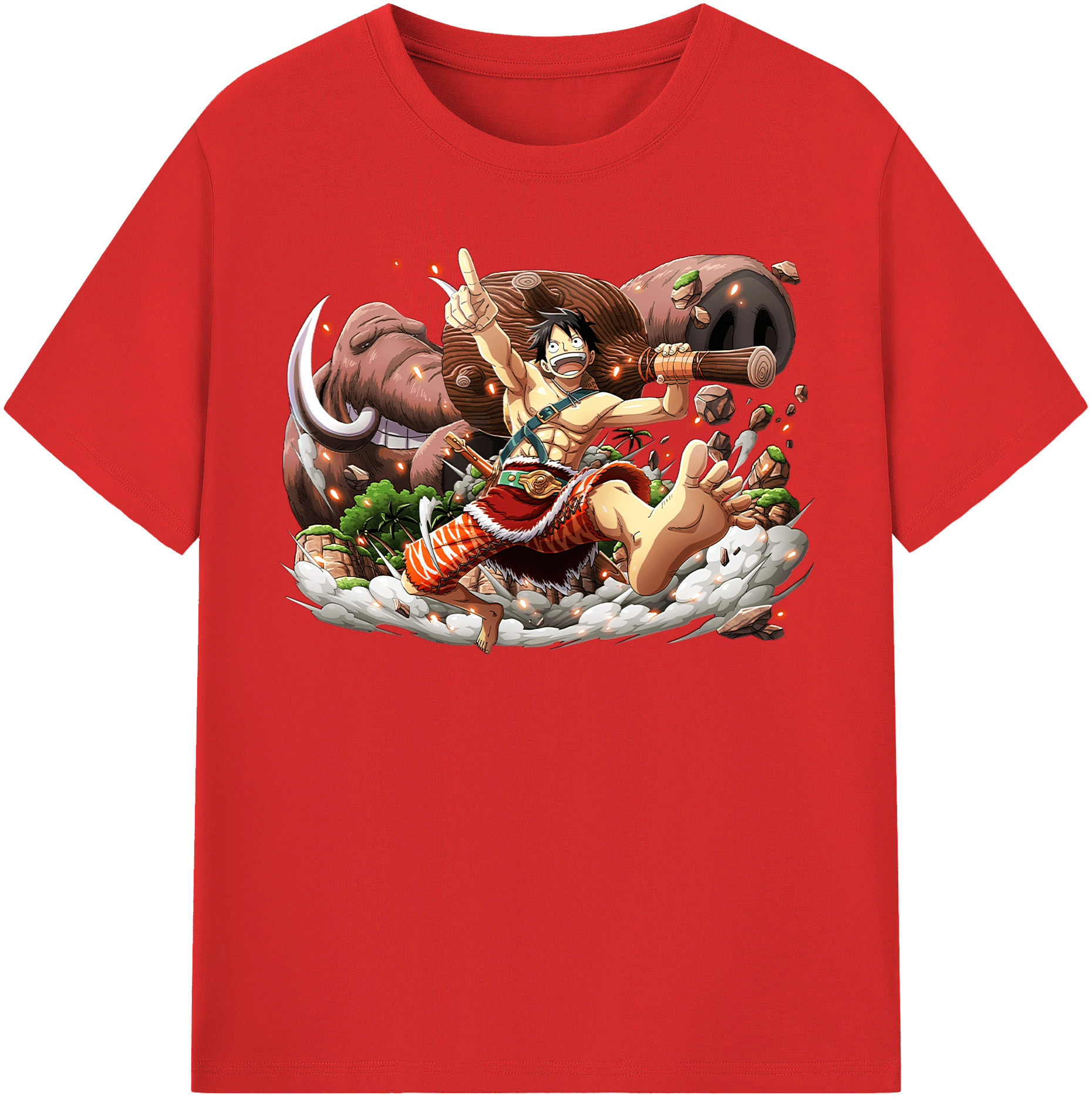 ワンピース モンキー・D・ルフィ ONE PIECE Monkey D. Luffy レディースカジュアルプリントTシャツ（綿100％）