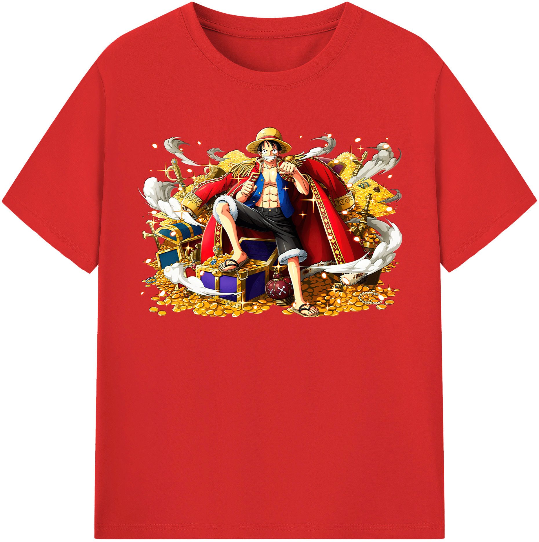 ワンピース モンキー・D・ルフィ ONE PIECE Monkey D. Luffy レディースカジュアルプリントTシャツ（綿100％）