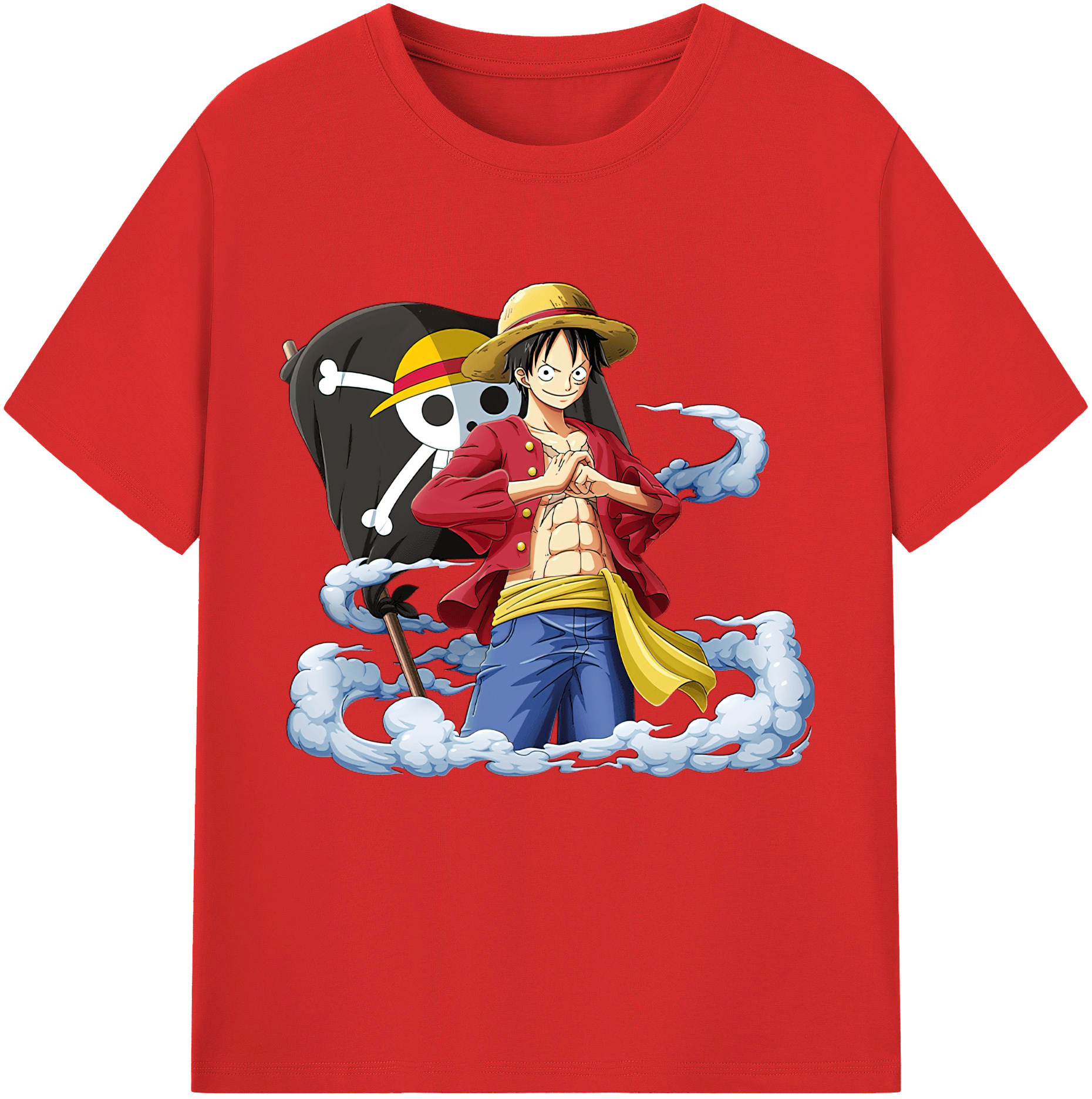 ワンピース モンキー・D・ルフィ ONE PIECE Monkey D. Luffy レディースカジュアルプリントTシャツ（綿100％）