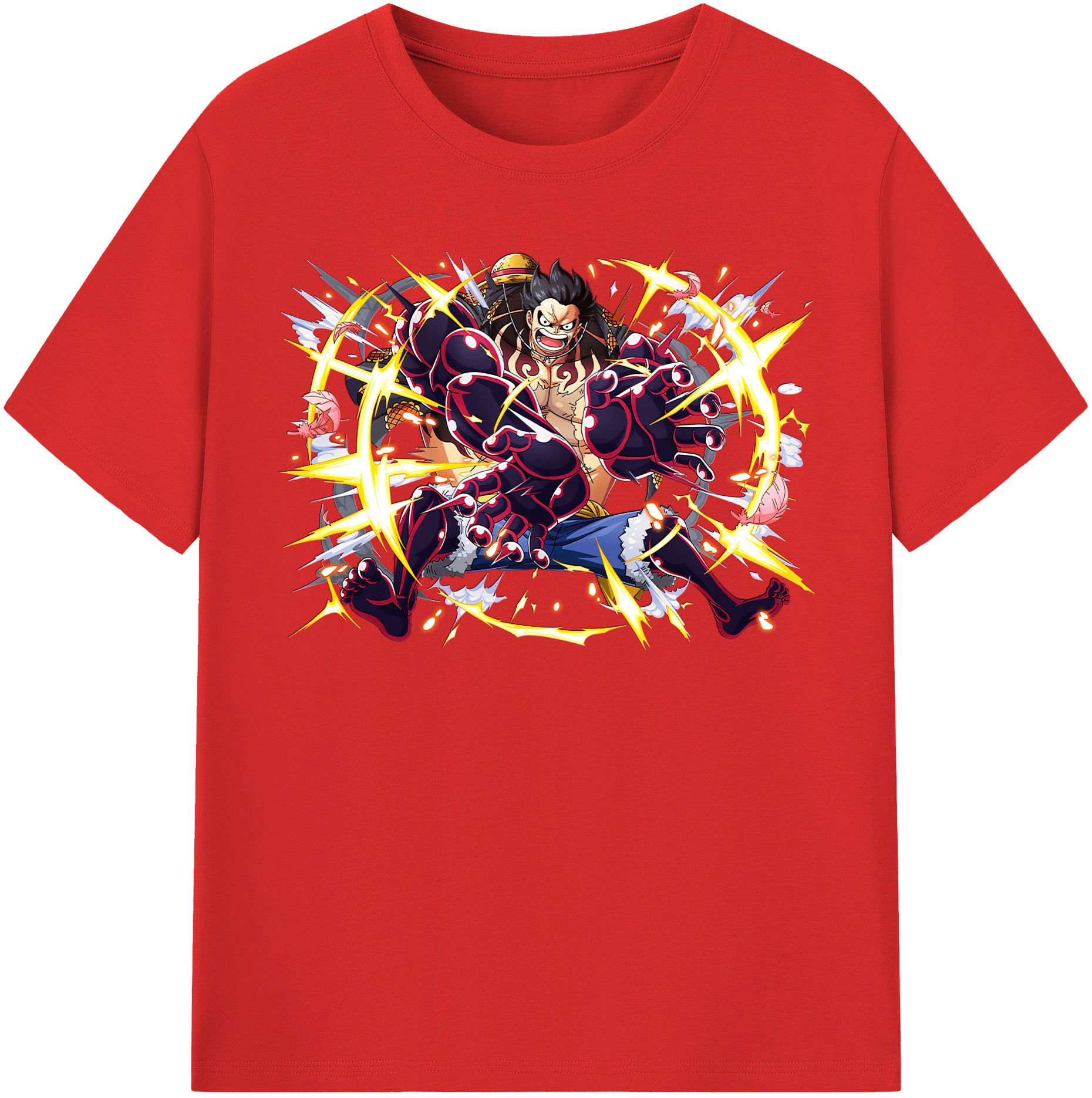 ワンピース モンキー・D・ルフィ ONE PIECE Monkey D. Luffy レディースカジュアルプリントTシャツ（綿100％）