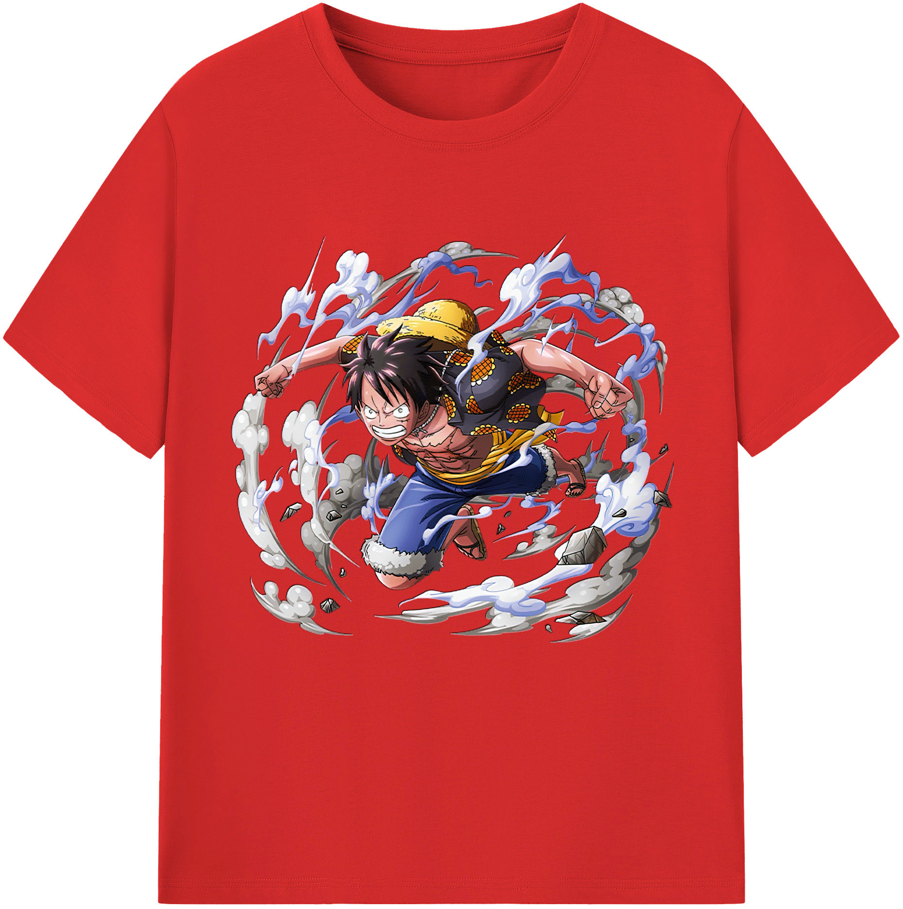 ワンピース モンキー・D・ルフィ ONE PIECE Monkey D. Luffy レディースカジュアルプリントTシャツ（綿100％）
