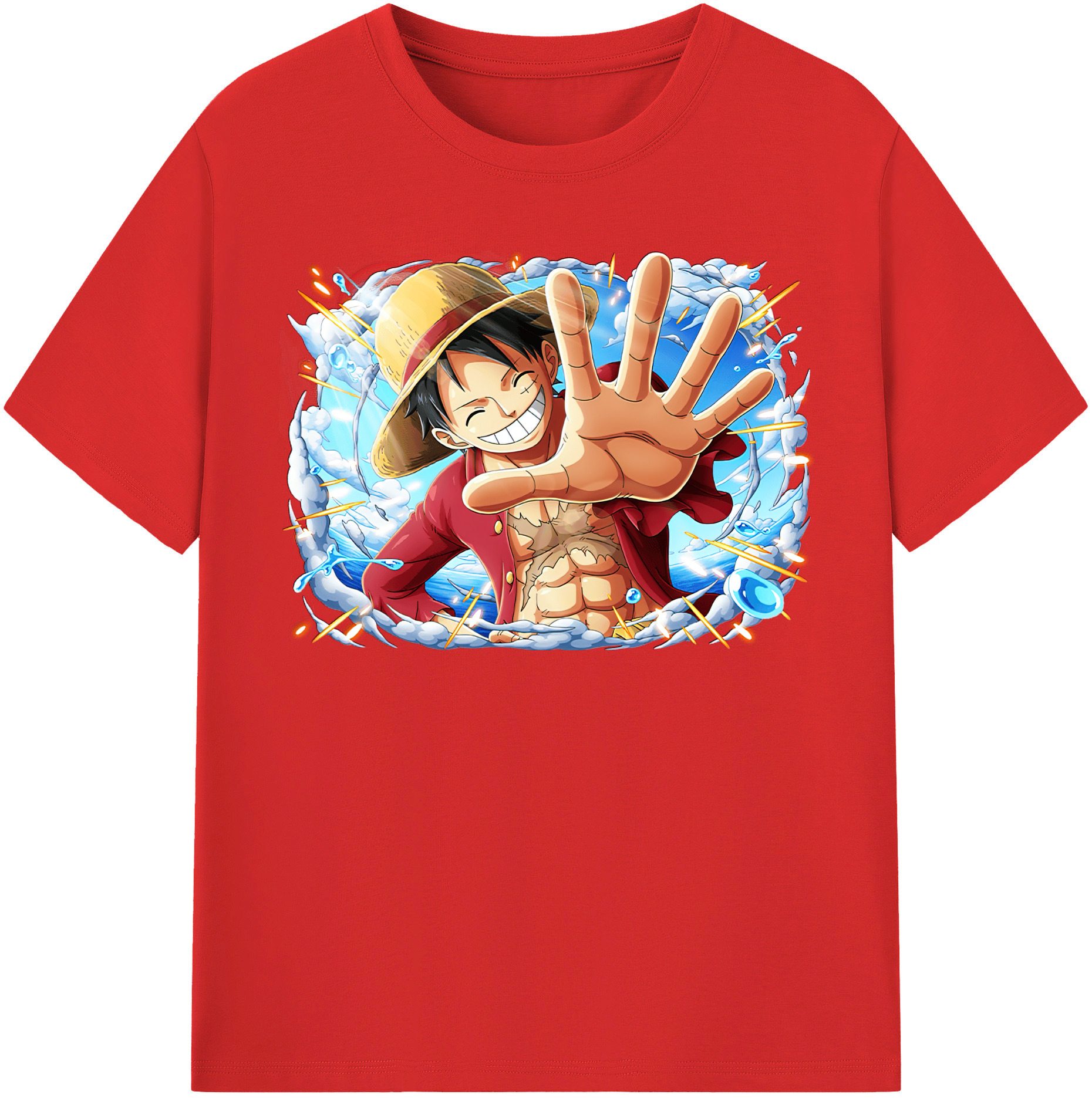 ワンピース モンキー・D・ルフィ ONE PIECE Monkey D. Luffy レディースカジュアルプリントTシャツ（綿100％）