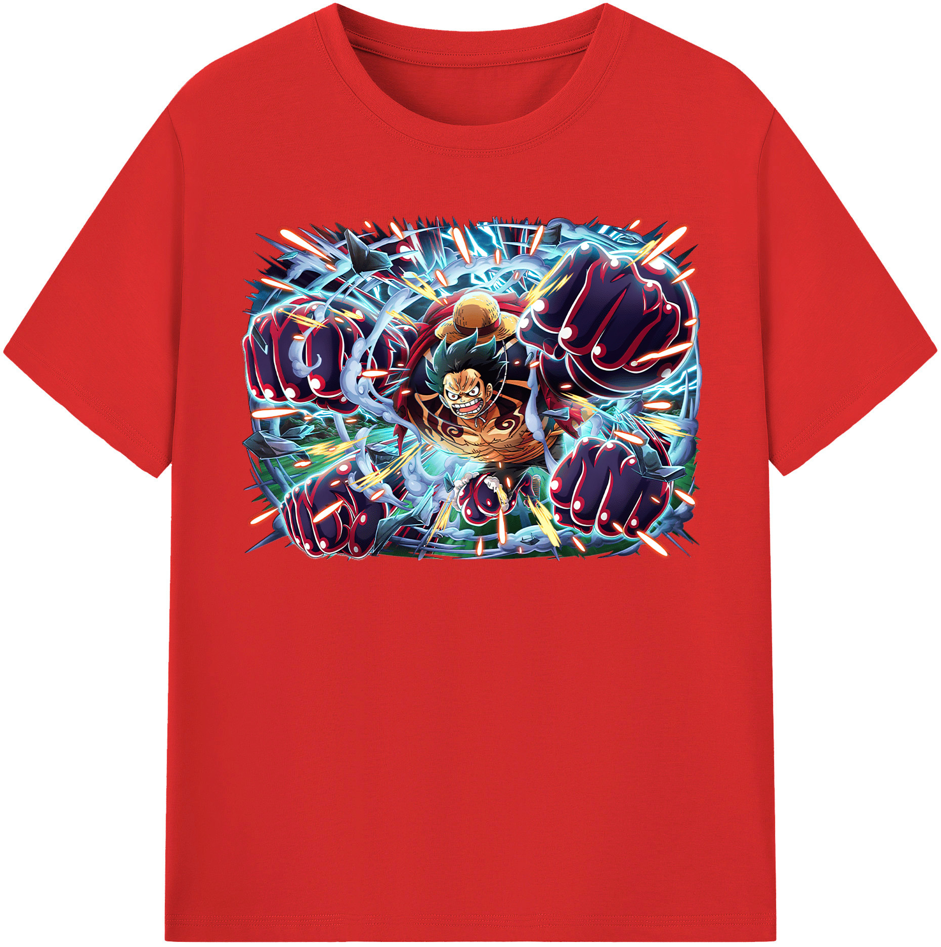 ワンピース モンキー・D・ルフィ ONE PIECE Monkey D. Luffy レディースカジュアルプリントTシャツ（綿100％）