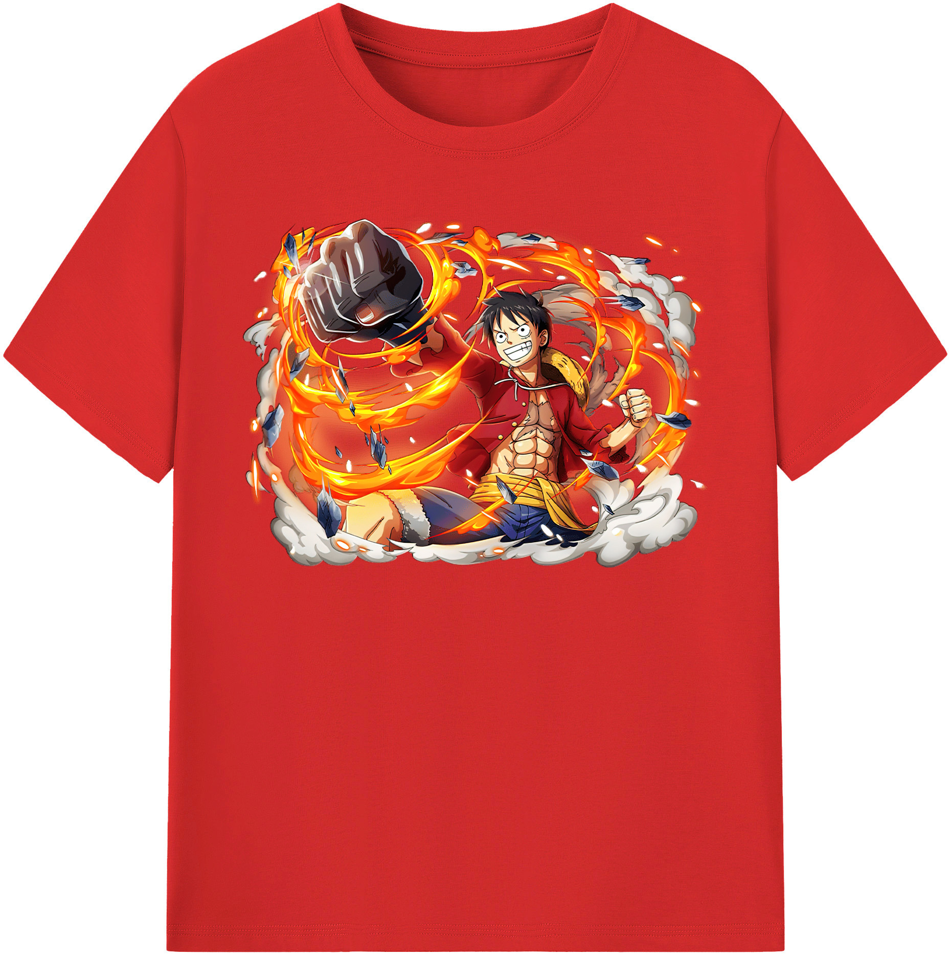 ワンピース モンキー・D・ルフィ ONE PIECE Monkey D. Luffy レディースカジュアルプリントTシャツ（綿100％）