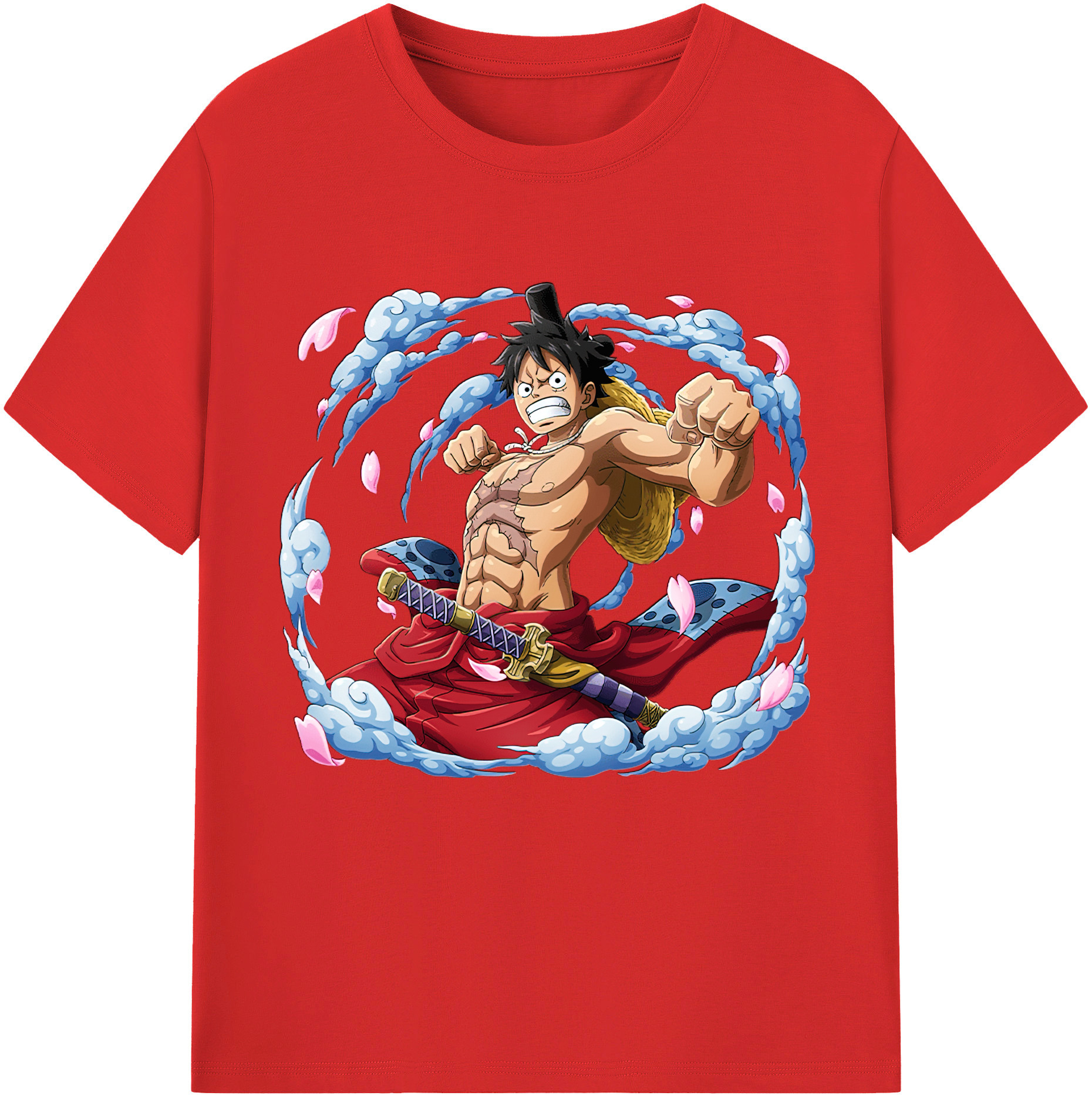 ワンピース モンキー・D・ルフィ ONE PIECE Monkey D. Luffy レディースカジュアルプリントTシャツ（綿100％）